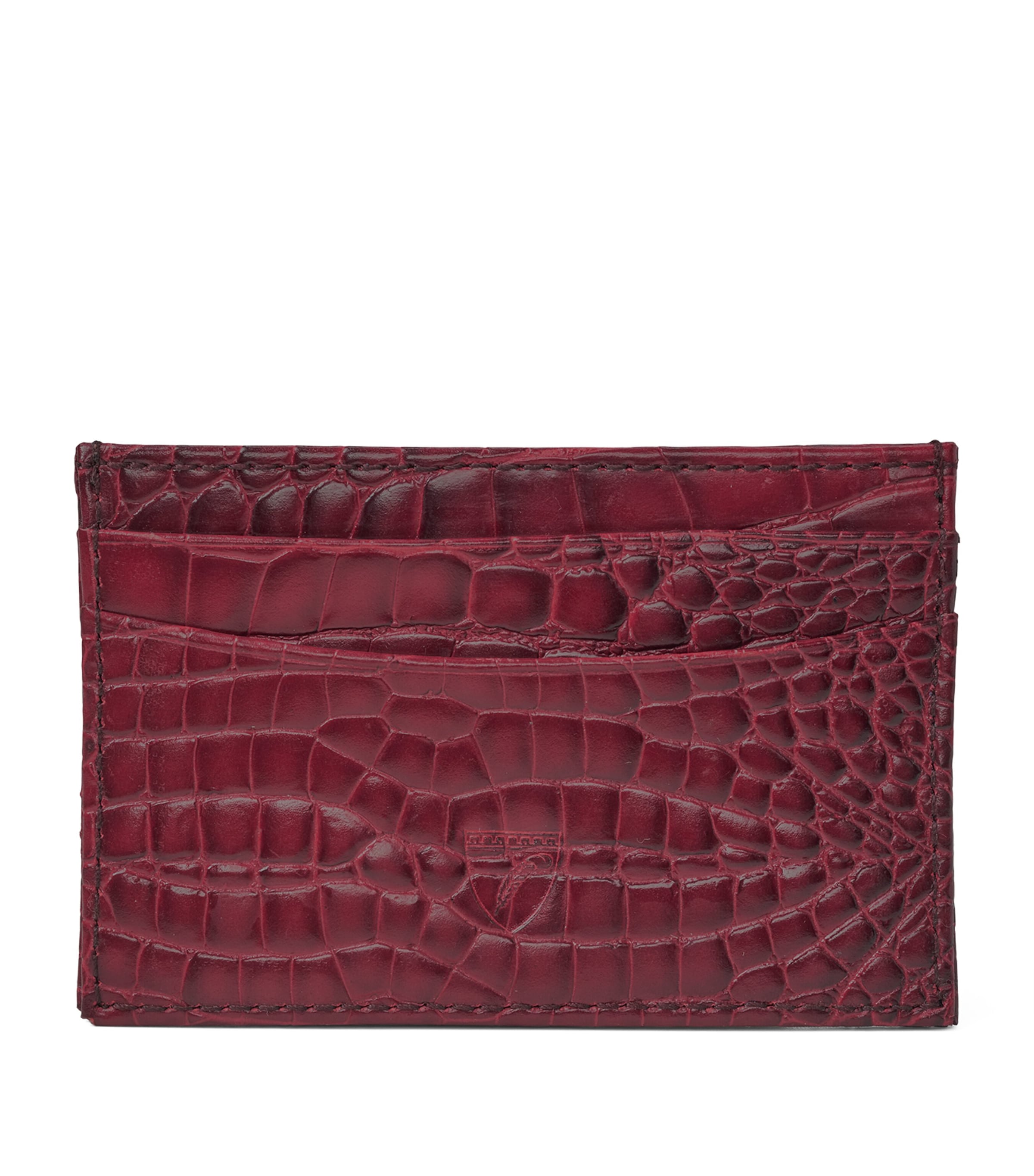 Aspinal Of London Croc-embossed Leather Slim Card Holder In Burgundy