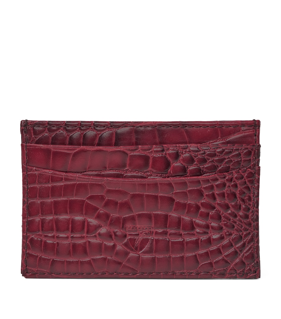 Croc-Embossed Leather Slim Card Holder BORDEAUX Image 1