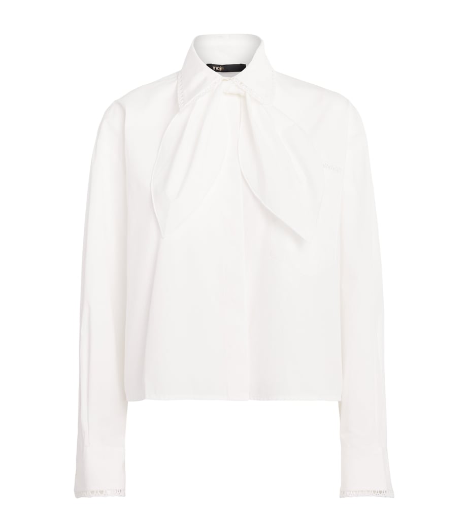 Maje Womens Crochet-Collar Shirt White Image 1