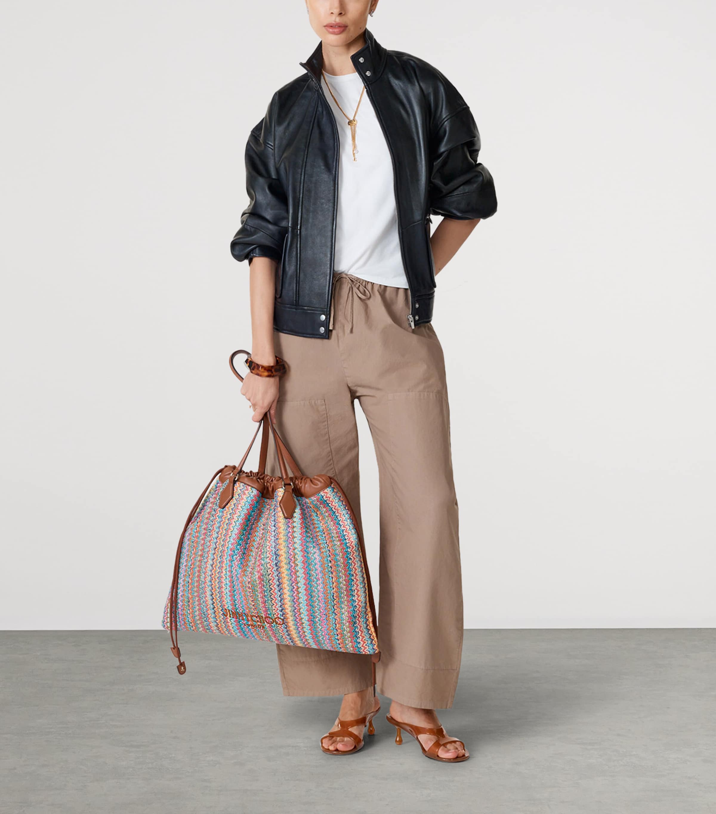 Jimmy Choo Multi Large Raffia Drawstring Tote Bag | Harrods US