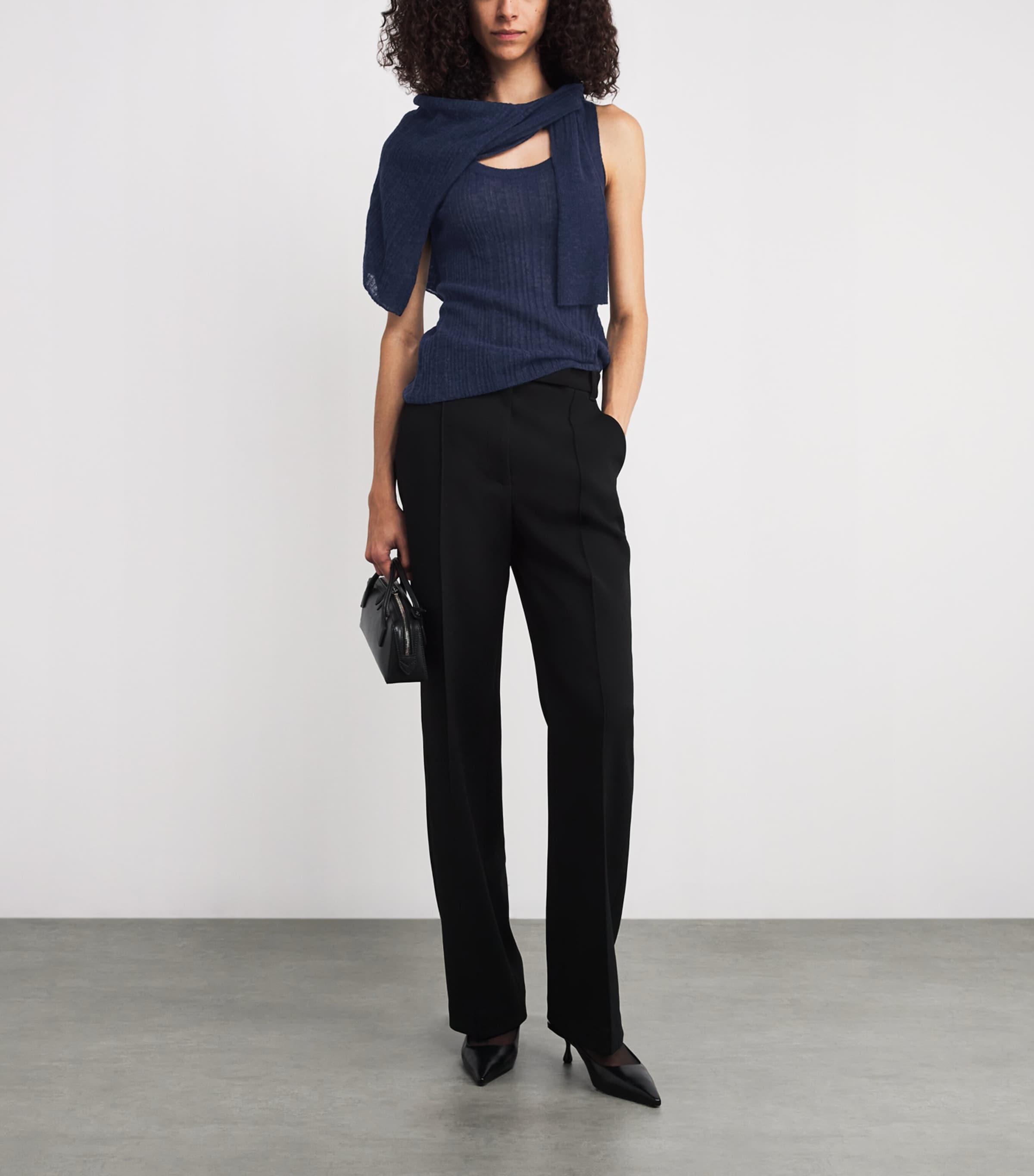 Wool-Blend Sheer Ycaza Tank Top INDIGO Image 2