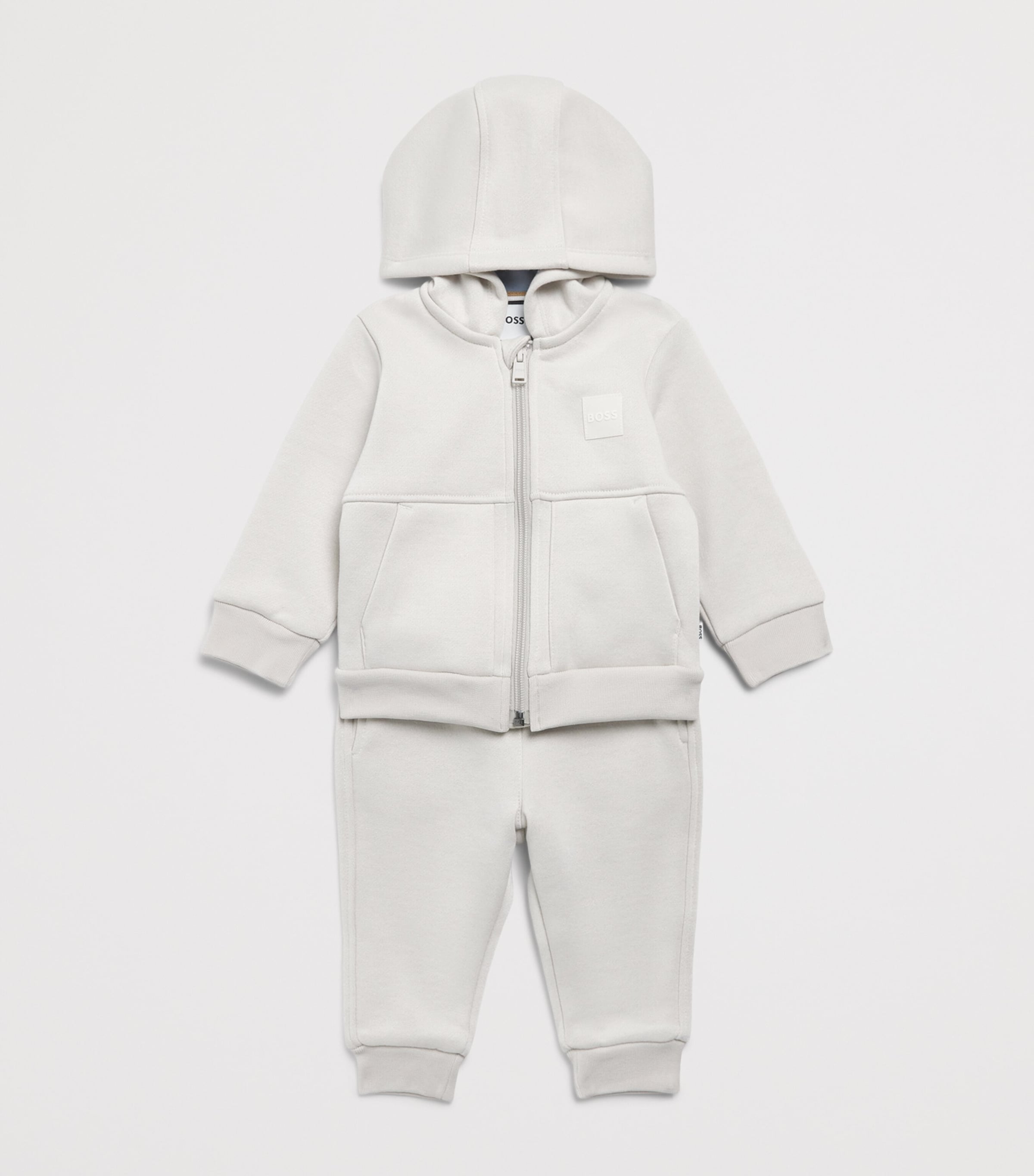 BOSS Kidswear Patch Logo Hoodie and Sweatpants Set (3 Months-3 Years) Ivory Image 3