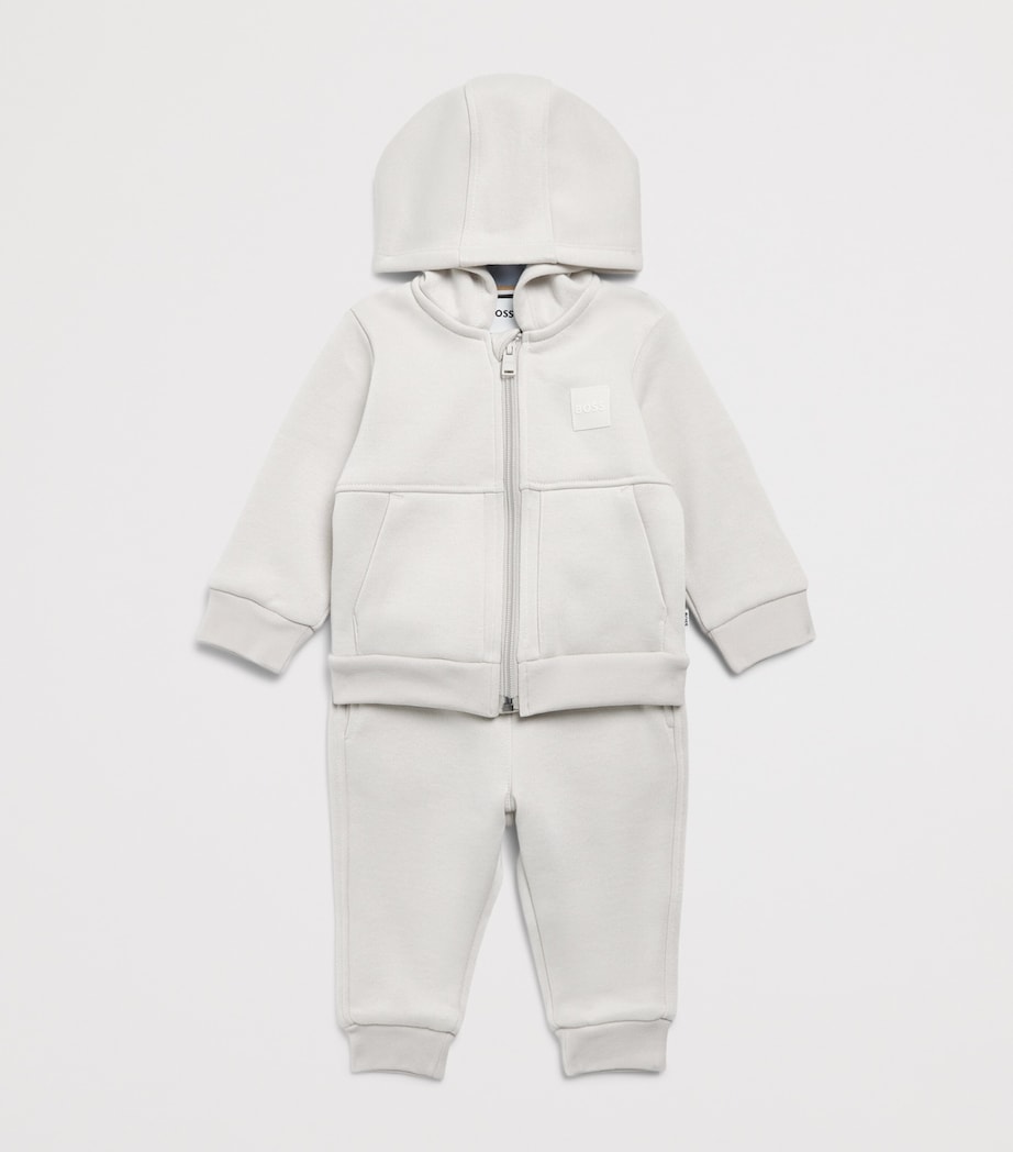 BOSS Kidswear Patch Logo Hoodie and Sweatpants Set (3 Months-3 Years) Ivory Image 3