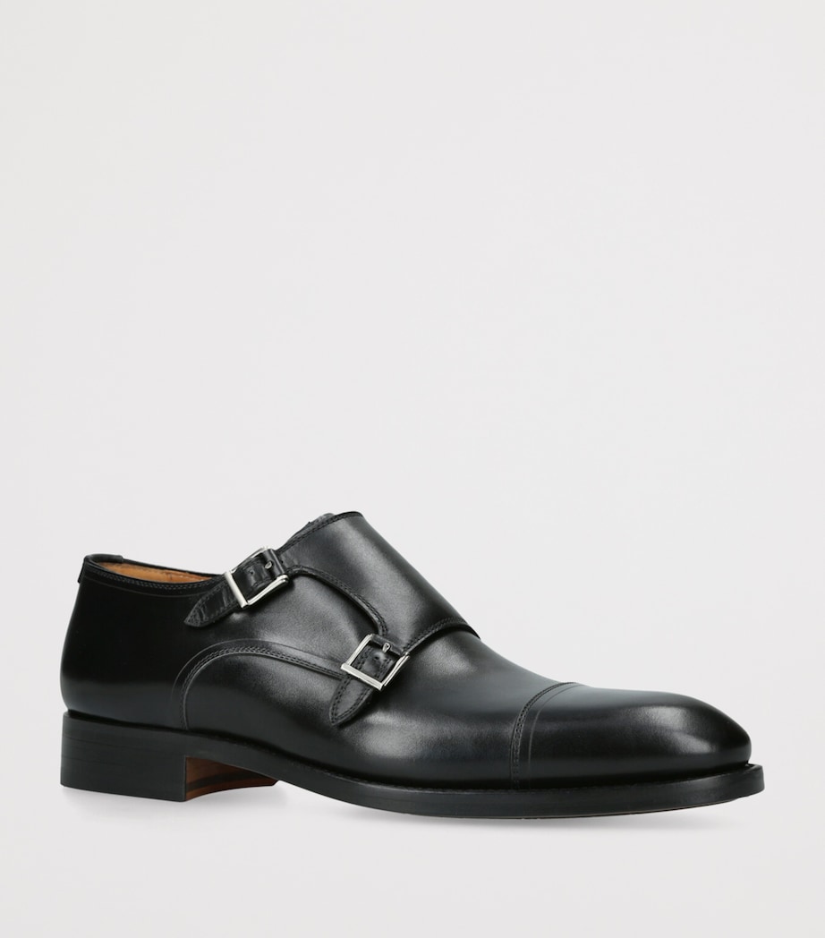 Leather Double Monk Shoes BLACK Image 3