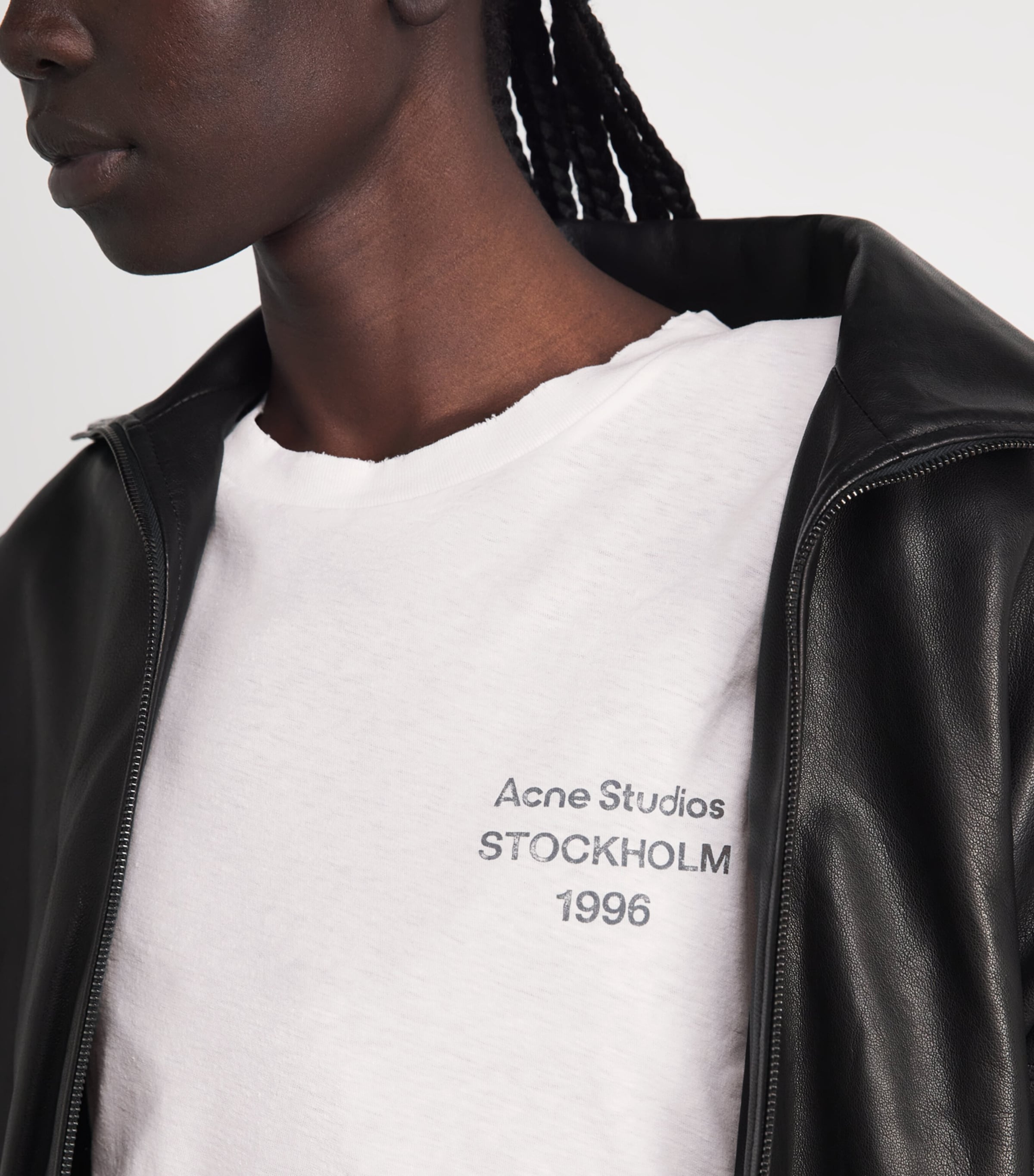 Acne Studios Womens Distressed Logo Long-Sleeve T-Shirt Off White Image 3
