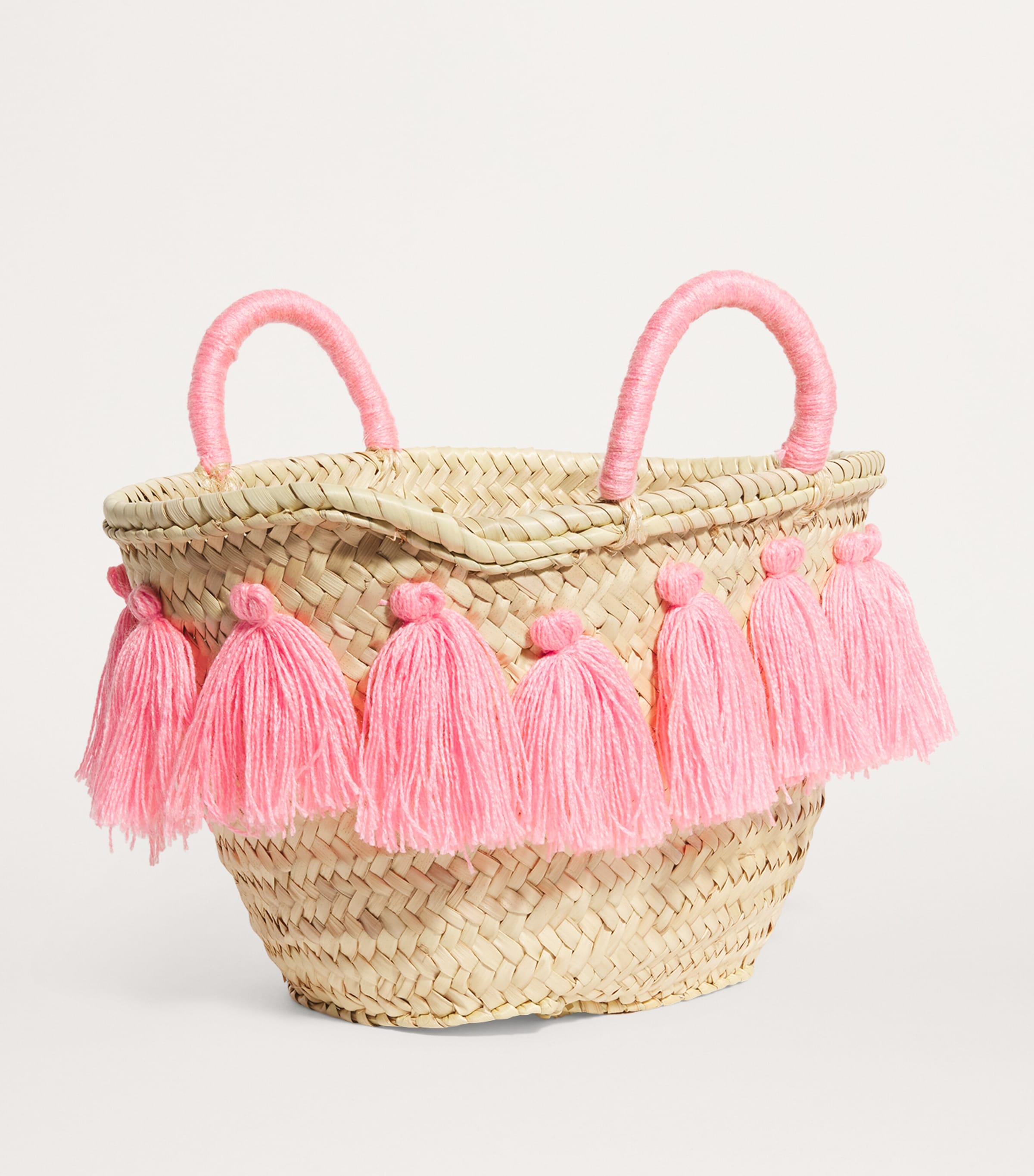 BONITA Medium Tassle Basket Bag Pink Image 2