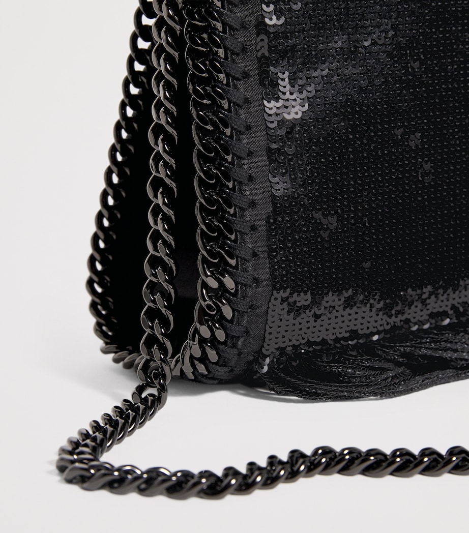 Tiny Sequin Fringe Falabella Tote Bag 1000 BLACK Image 6
