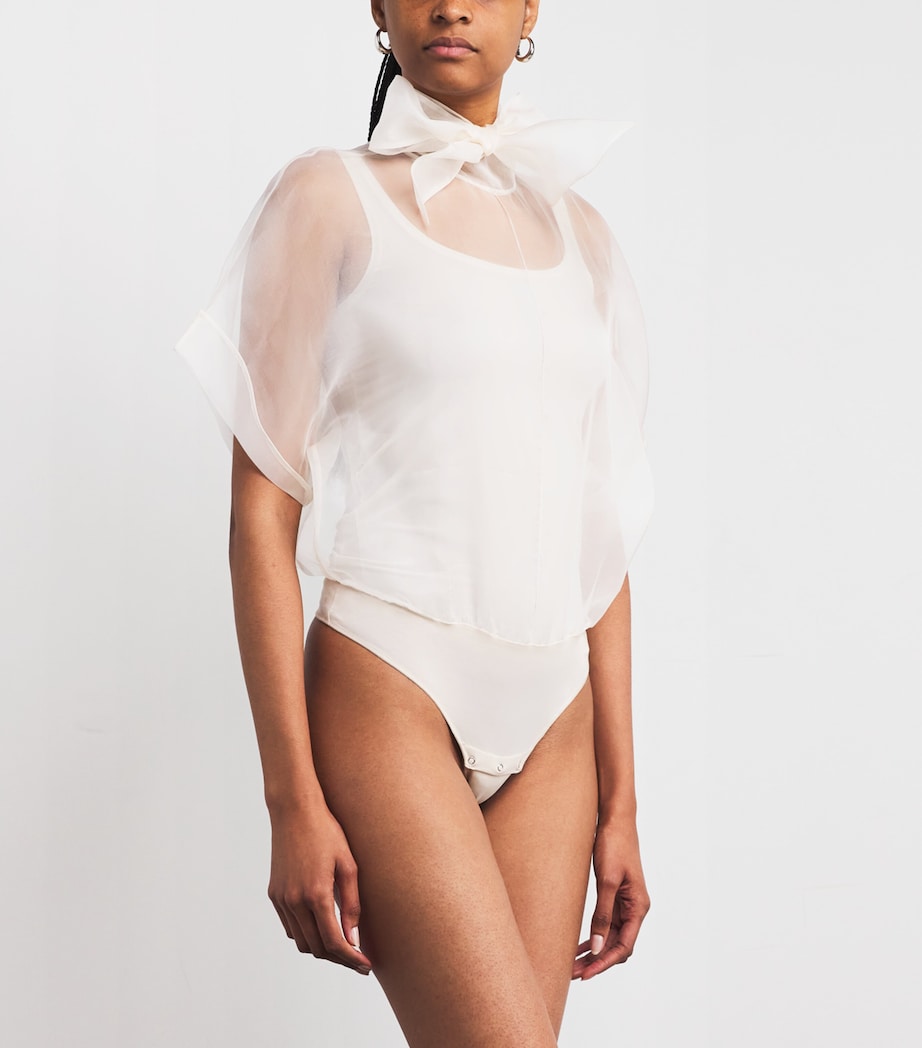 Silk Pirouette Thong Bodysuit CREAM Image 3