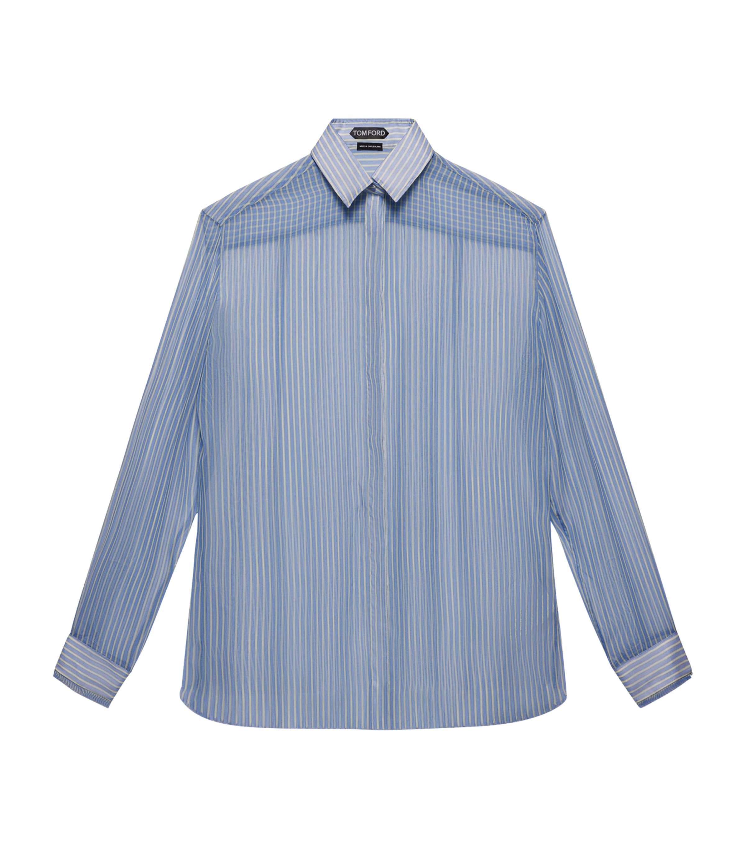 TOM FORD Womens Silk Chiffon Stripe Shirt Uwr Image 1