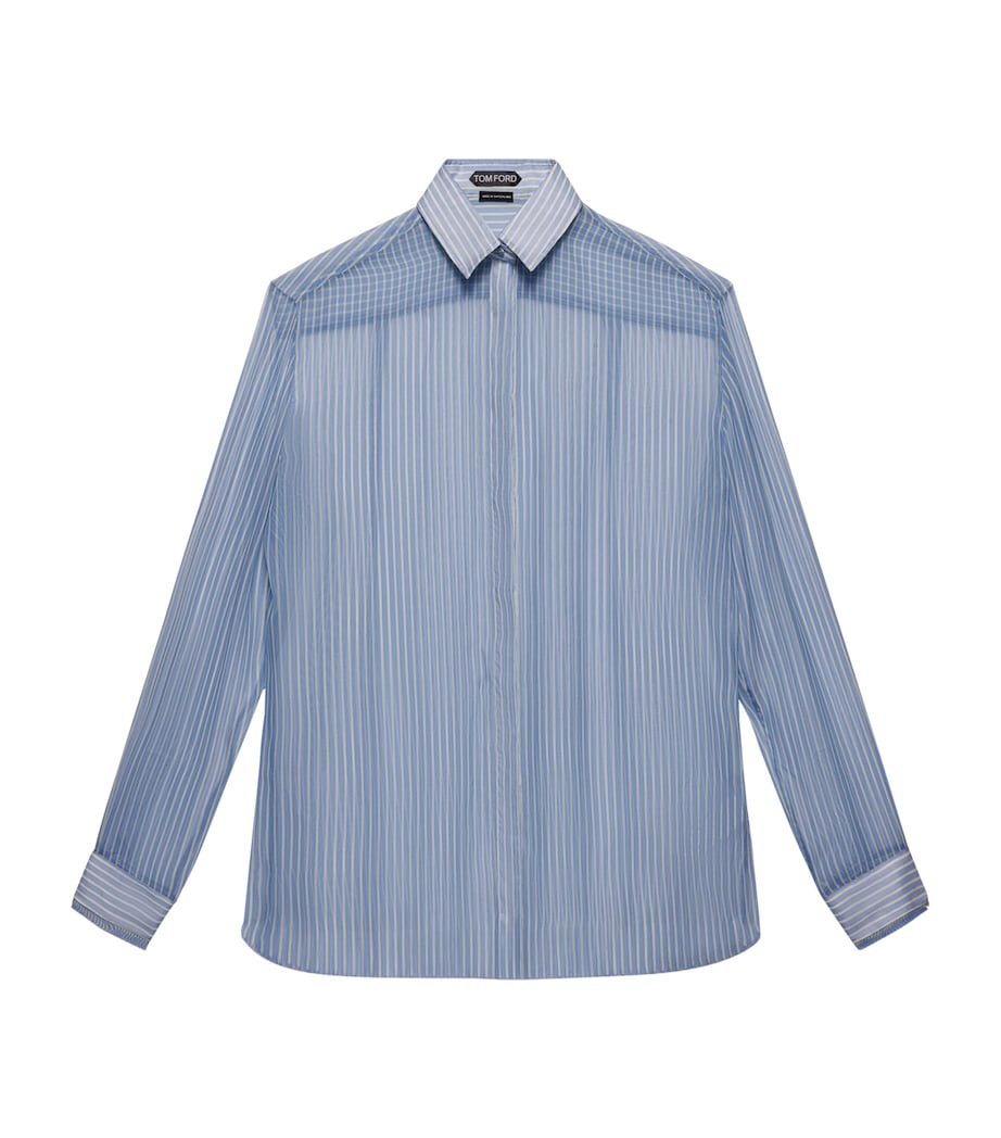 TOM FORD Womens Silk Chiffon Stripe Shirt Uwr Image 1