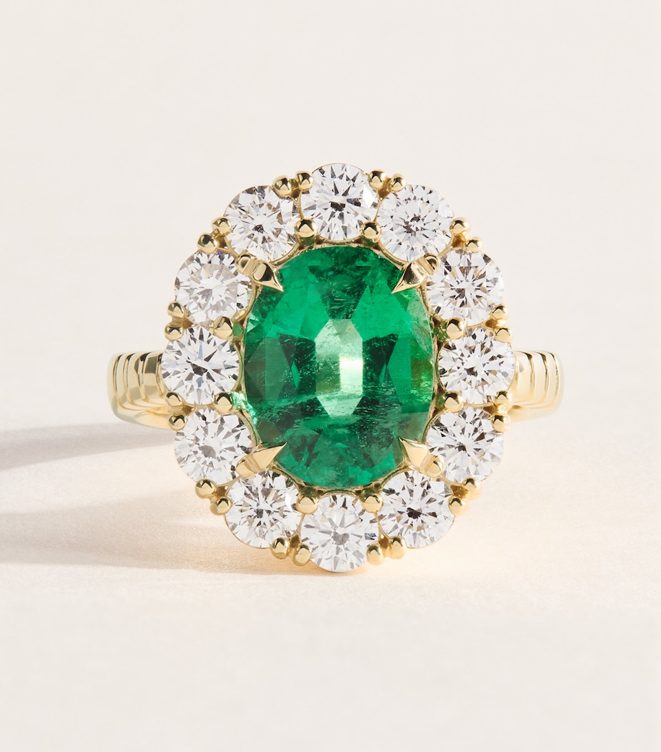 Retrouvaí Yellow Gold, Diamond and Emerald Heirloom Ring Yellow Gold