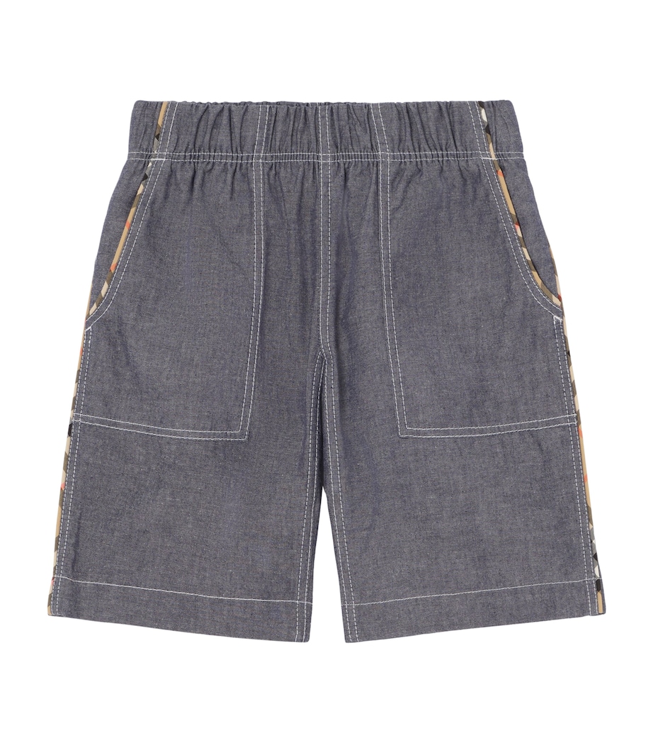 Burberry Kids Cotton Cargo Shorts (4-12 Years) Damson Blue Melange Image 1