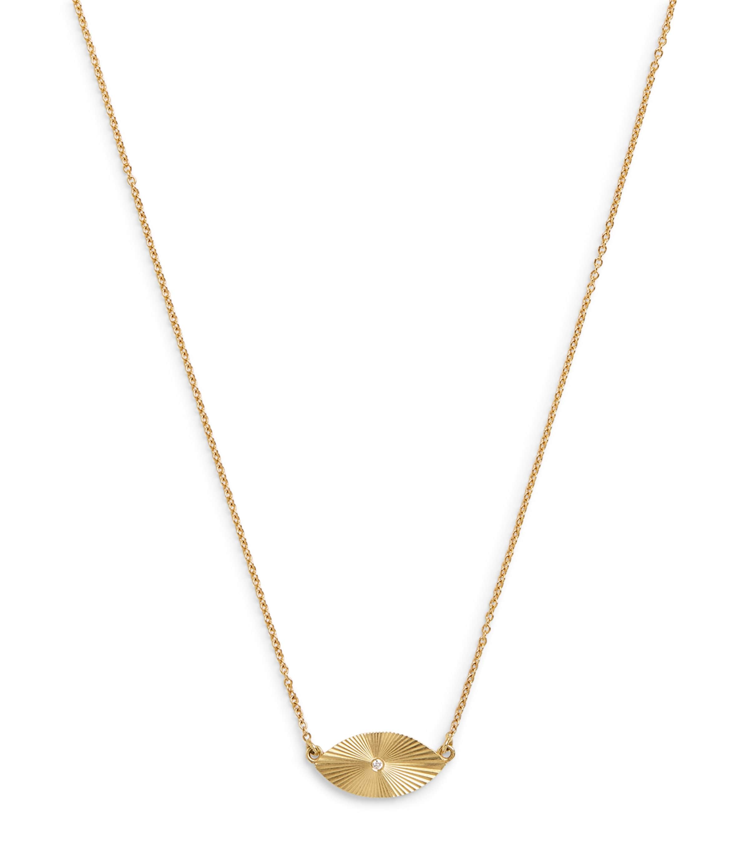Jennifer Meyer Yellow Gold And Diamond Mini Evil Eye '70s Necklace In Gold