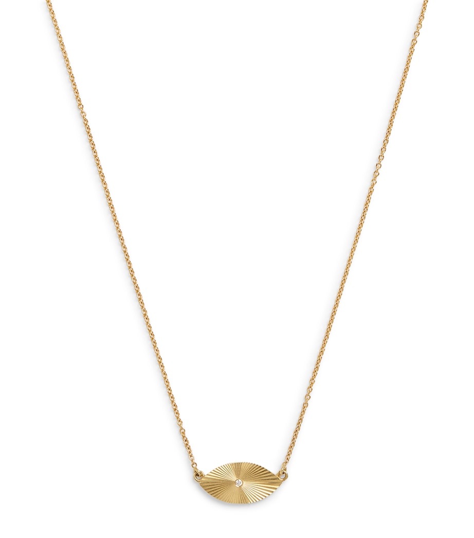 Yellow Gold and Diamond Mini Evil Eye '70s Necklace YELLOW GOLD Image 1