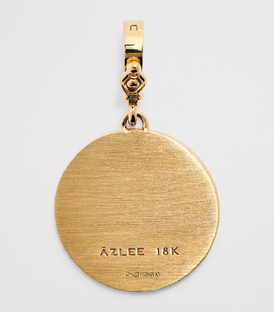 Small Yellow Gold and Diamond Sunburst Coin Charm YELLOW GOLD Image 3