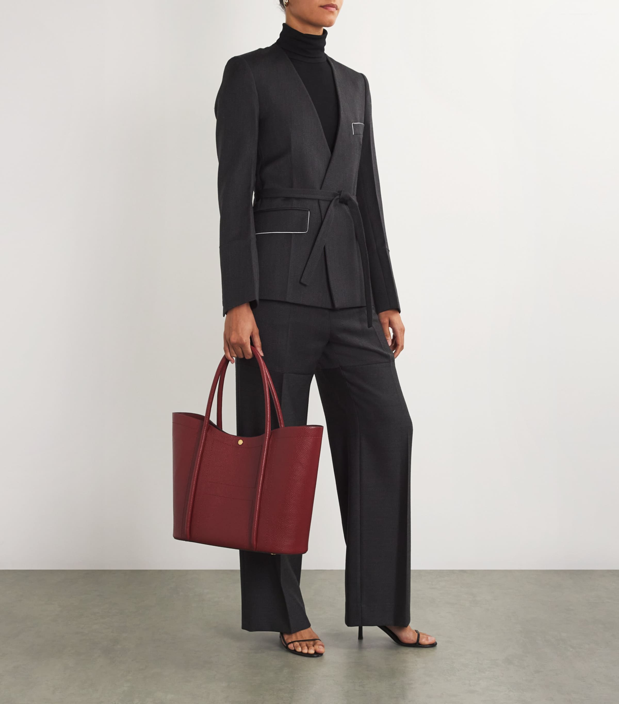 Leather Rope Tote Bag BURGUNDY Image 6