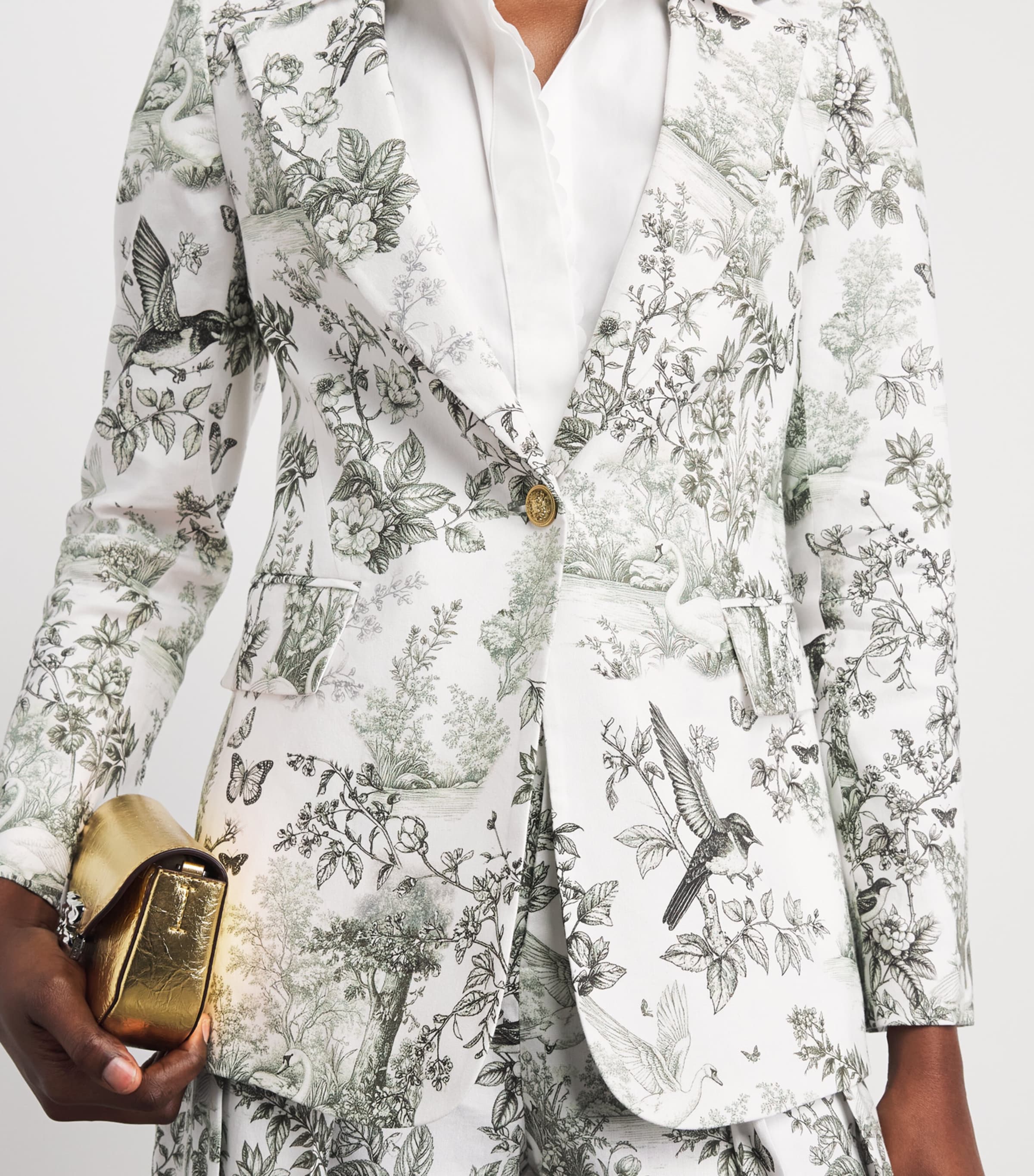 Alice+Olivia Womens Linen-Blend Printed Macey Blazer Daybreak Image 3