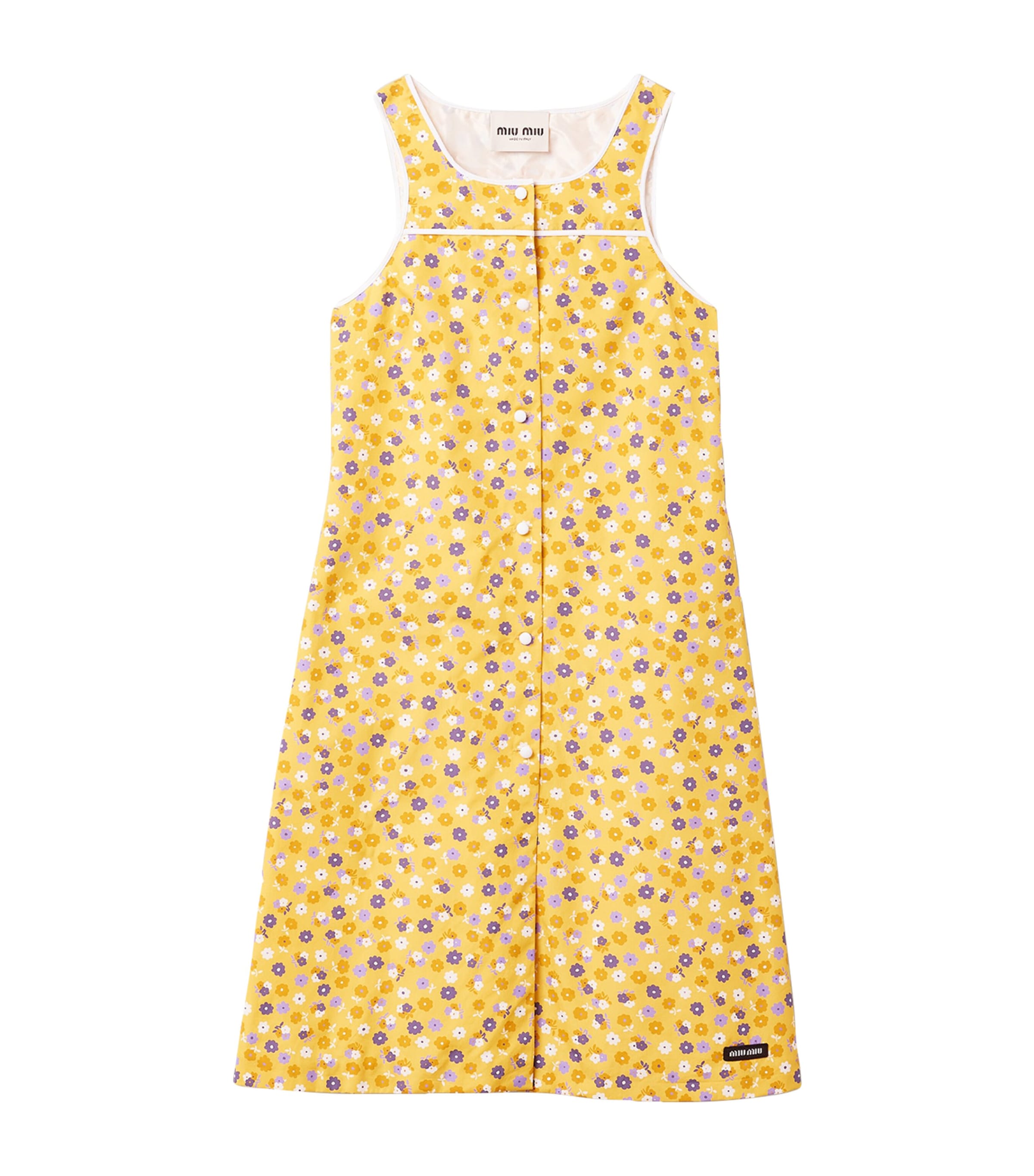 Miu Miu Womens Cotton Poplin Floral Midi Dress Image 1