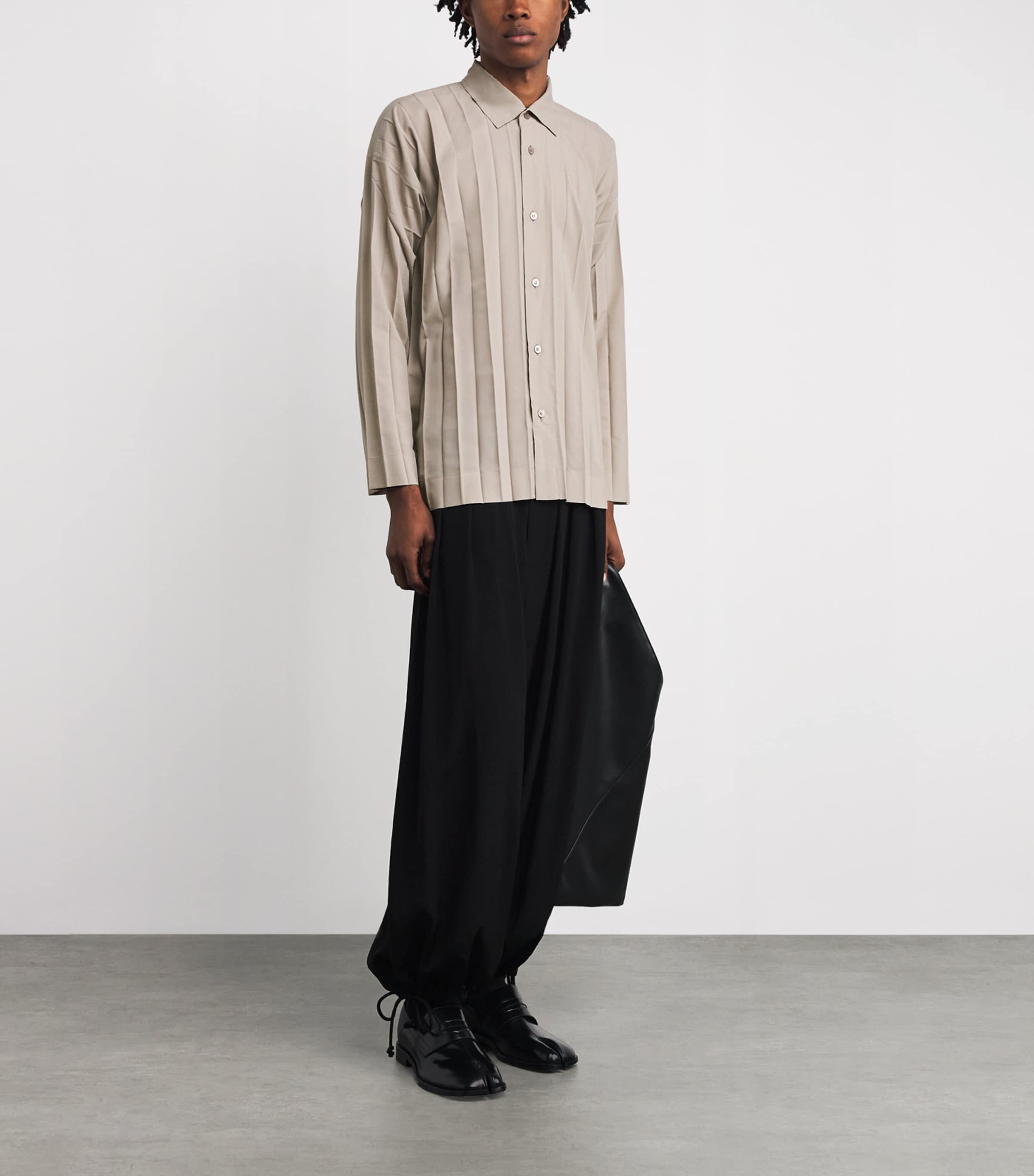 Homme Plissé Issey Miyake Mens Wide Pleated Shirt Gray Image 2
