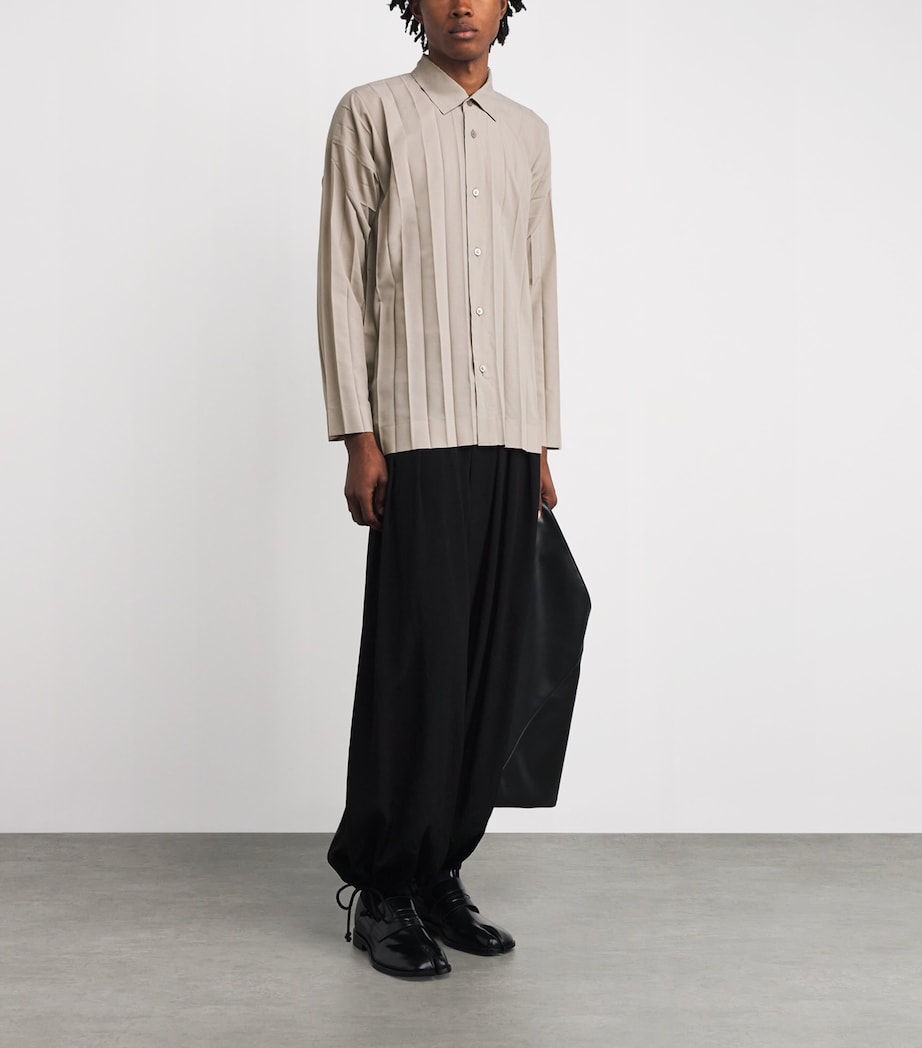 Homme Plissé Issey Miyake Mens Wide Pleated Shirt Gray Image 2