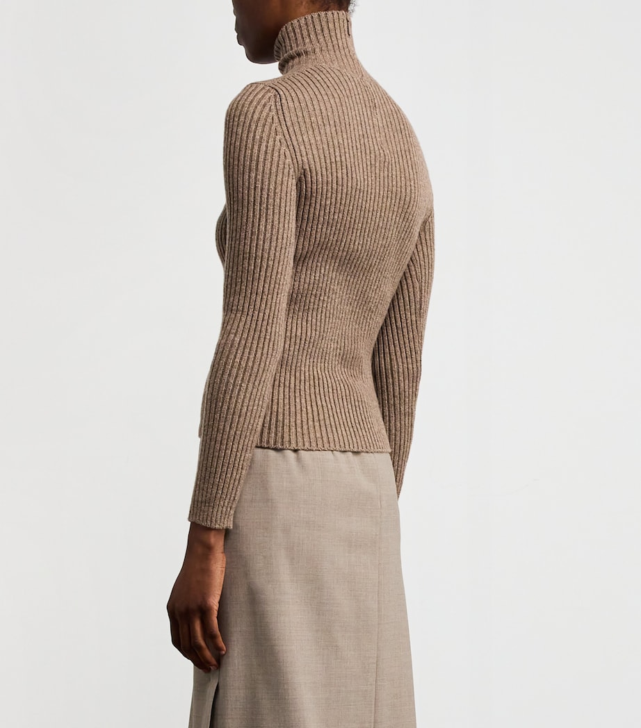 Wool-Blend Ribbed High-Neck Sweater HAZELNUT BROWN Image 4
