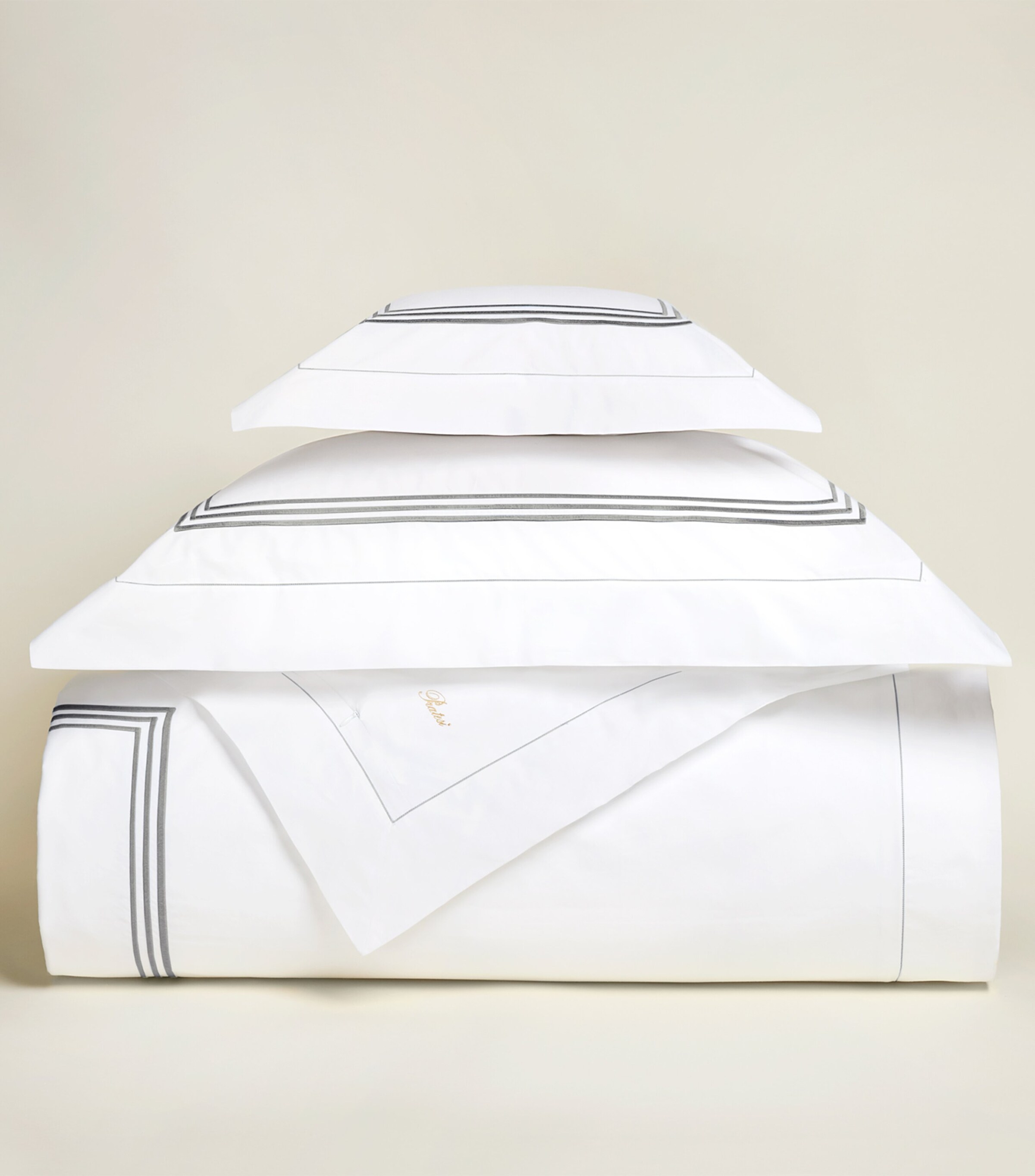 Pratesi Tre Righe Boudoir Pillowcase (30cm x 40cm) Wht/charcoal Image 3