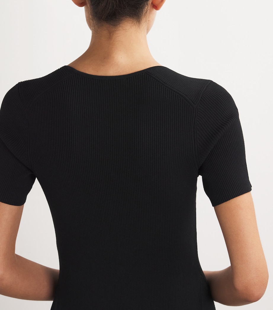 Rib-Knit Mini Dress BLACK Image 5