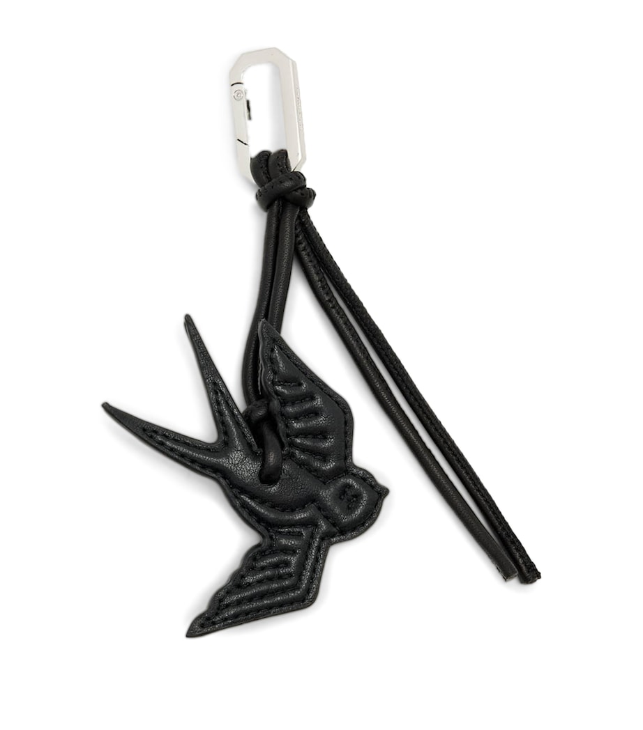 AllSaints Leather Swallow Keyring Black Image 1