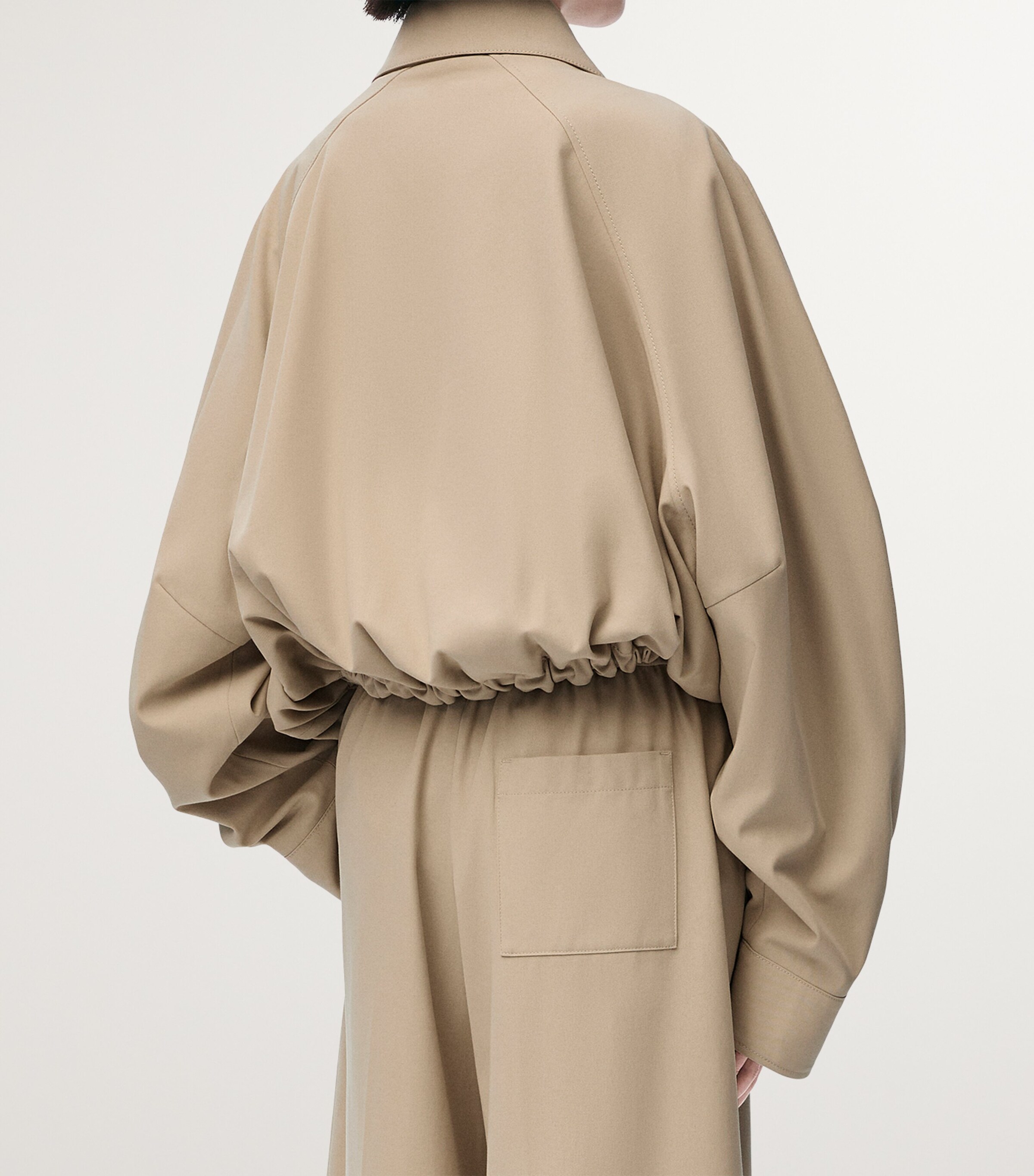 Cotton-Blend Drawstring-Hem Balloon Jacket BEIGE Image 4