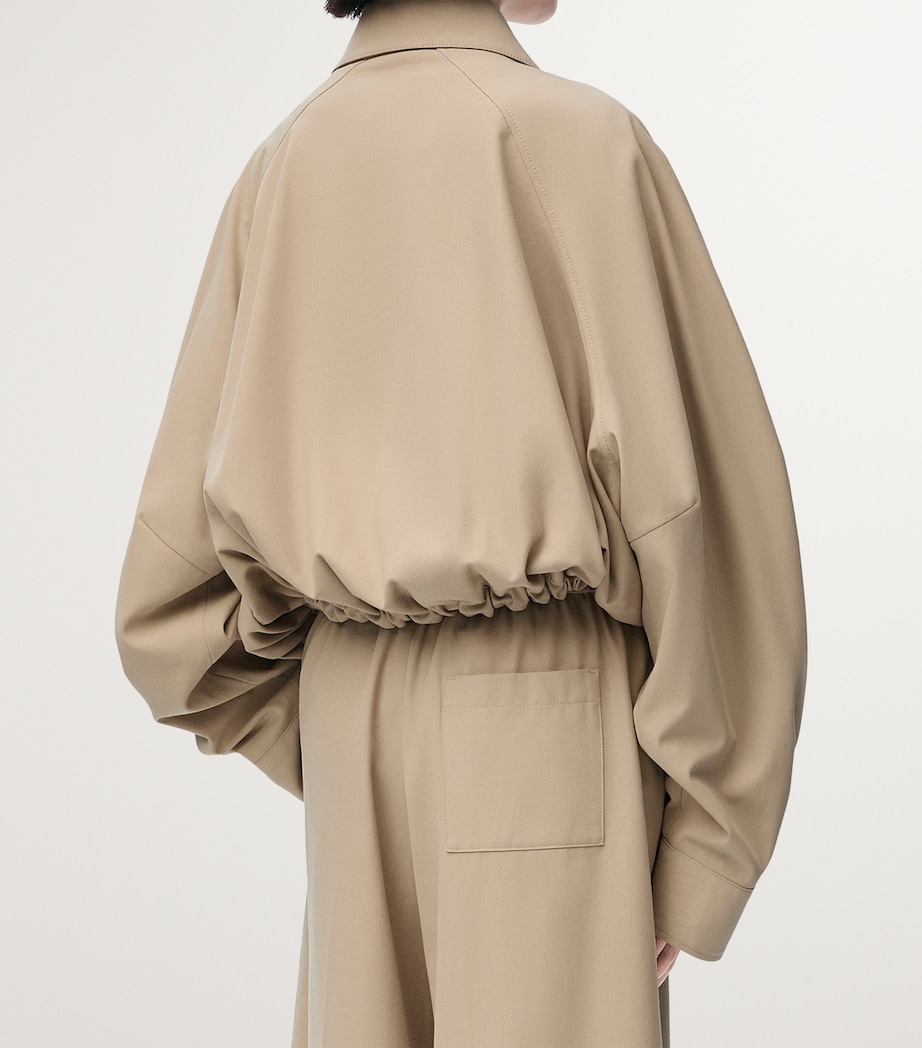 Cotton-Blend Drawstring-Hem Balloon Jacket BEIGE Image 4