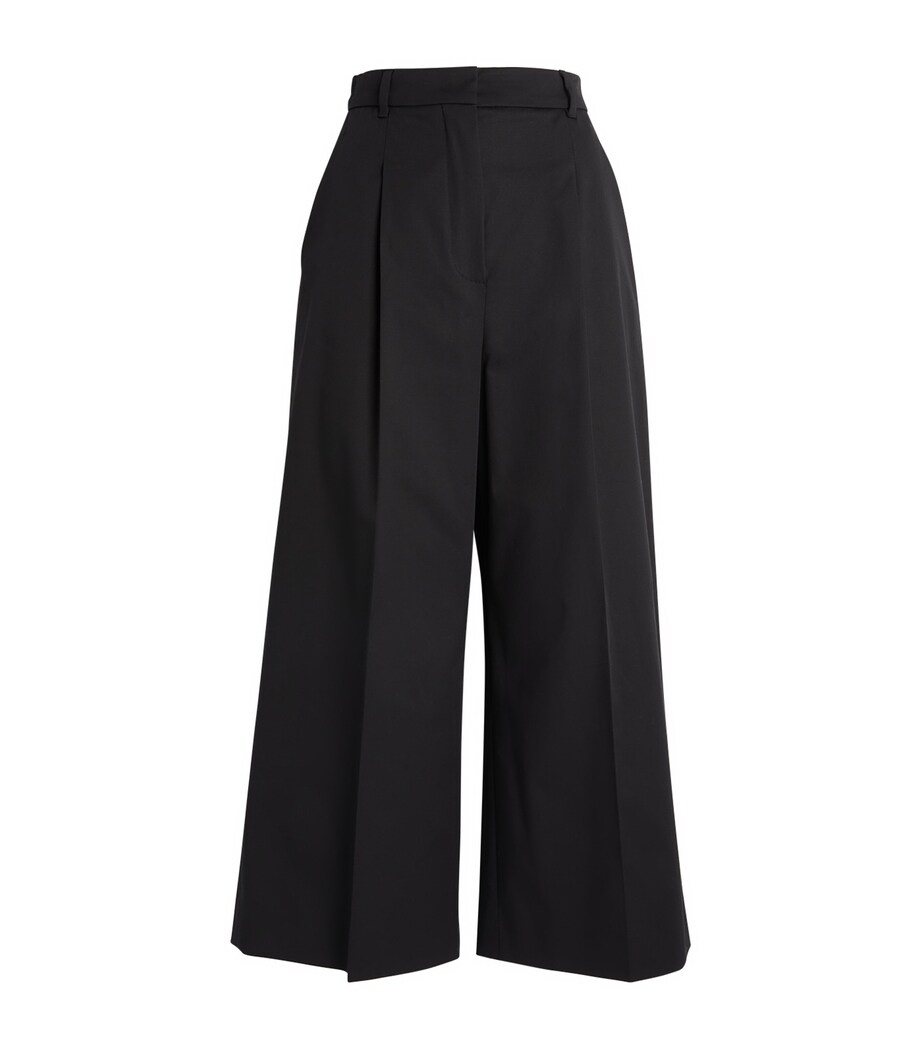 Max Mara Womens Cropped Wide-Leg Trousers Black Image 1