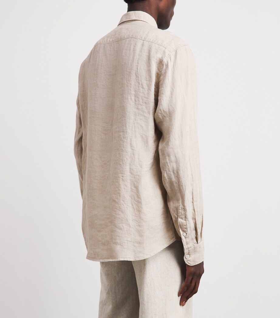Sunspel Mens Linen Shirt Brgt Hazelwood Image 5