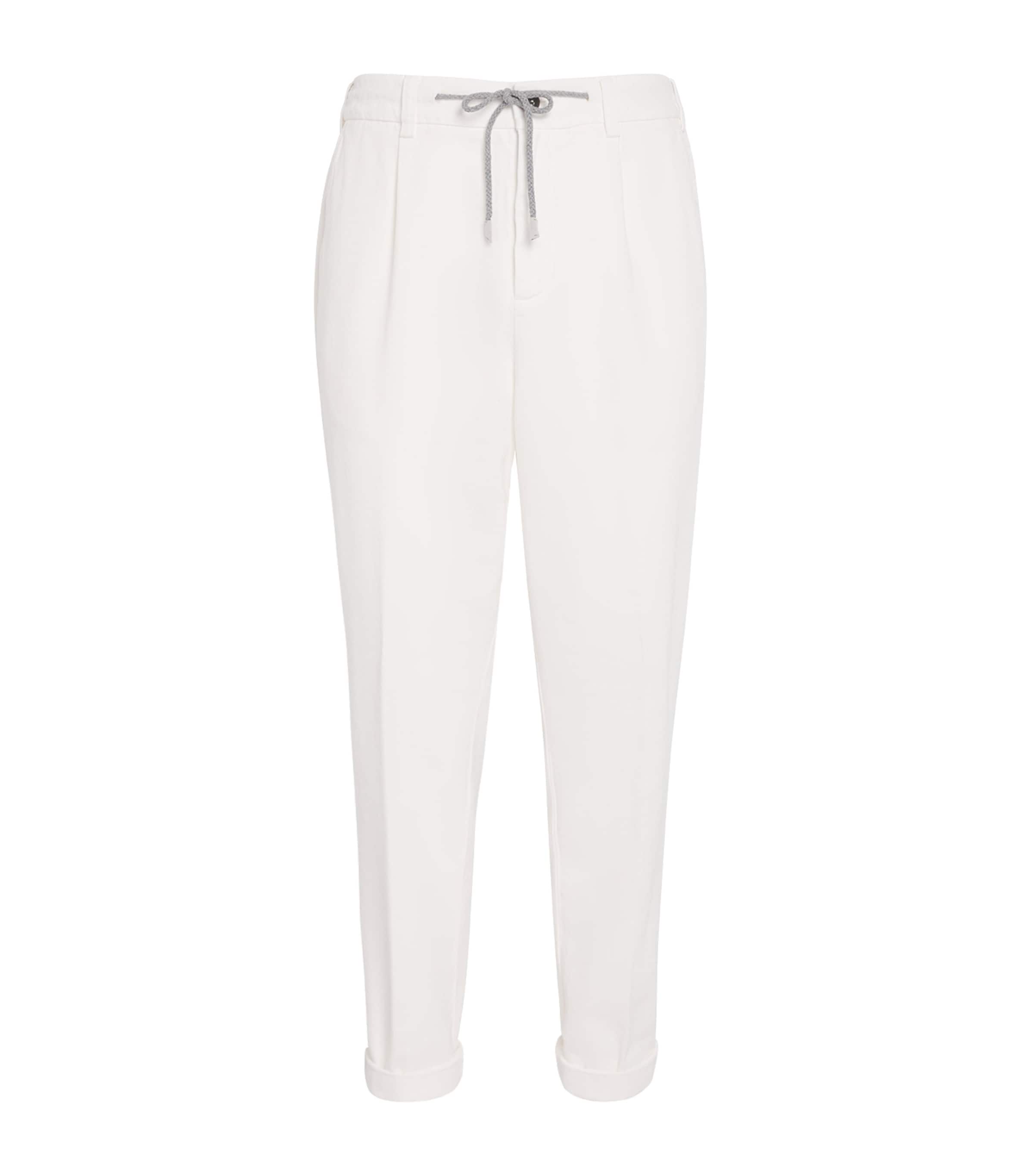 Cotton Drawstring Tapered Trousers BIANCO Image 1
