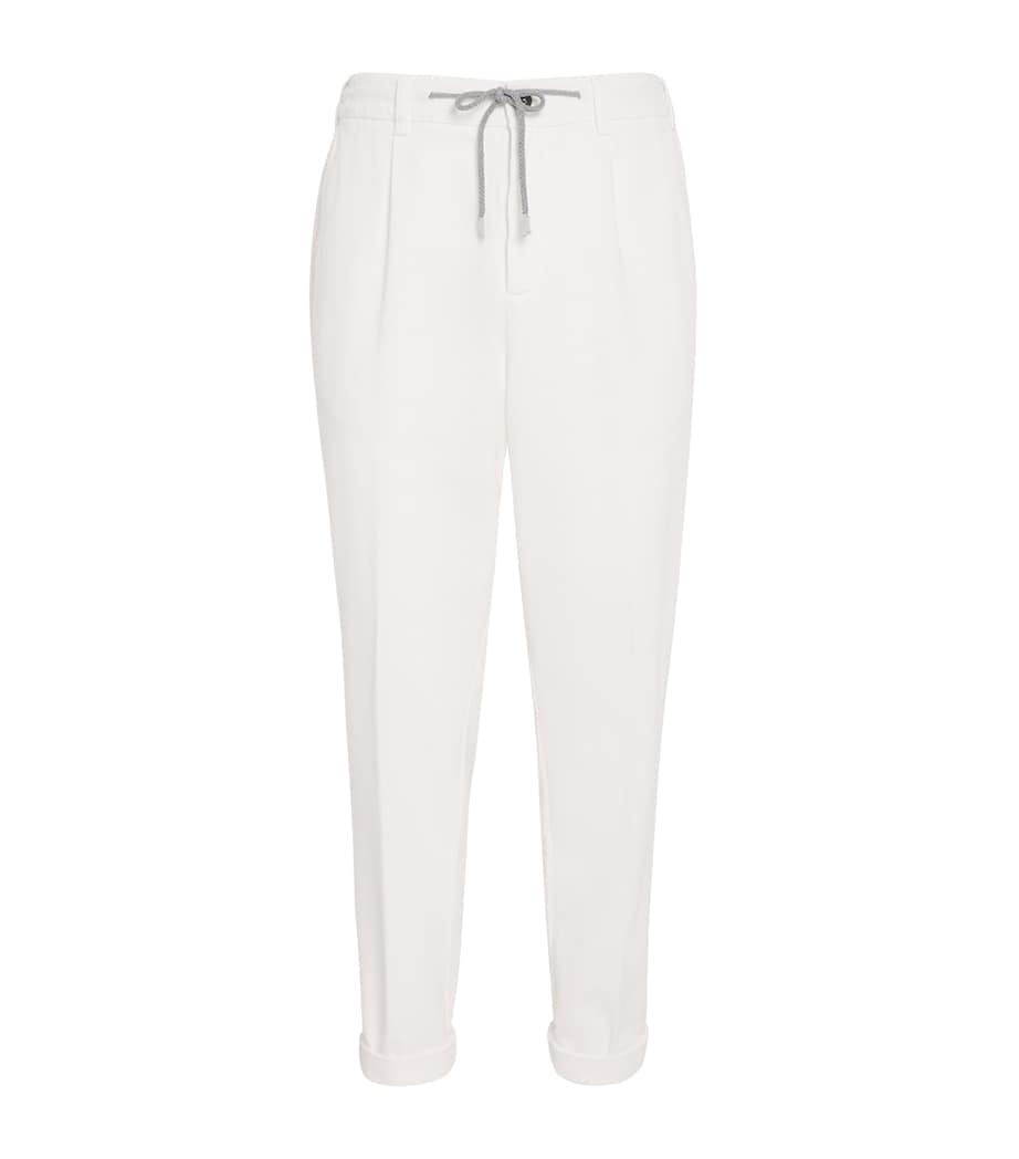 Cotton Drawstring Tapered Trousers BIANCO Image 1