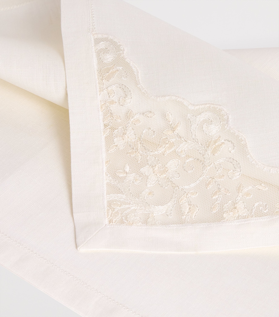 Linen Lace-Trim Elite Napkin (45cm x 45cm) IVORY/IVORY Image 4