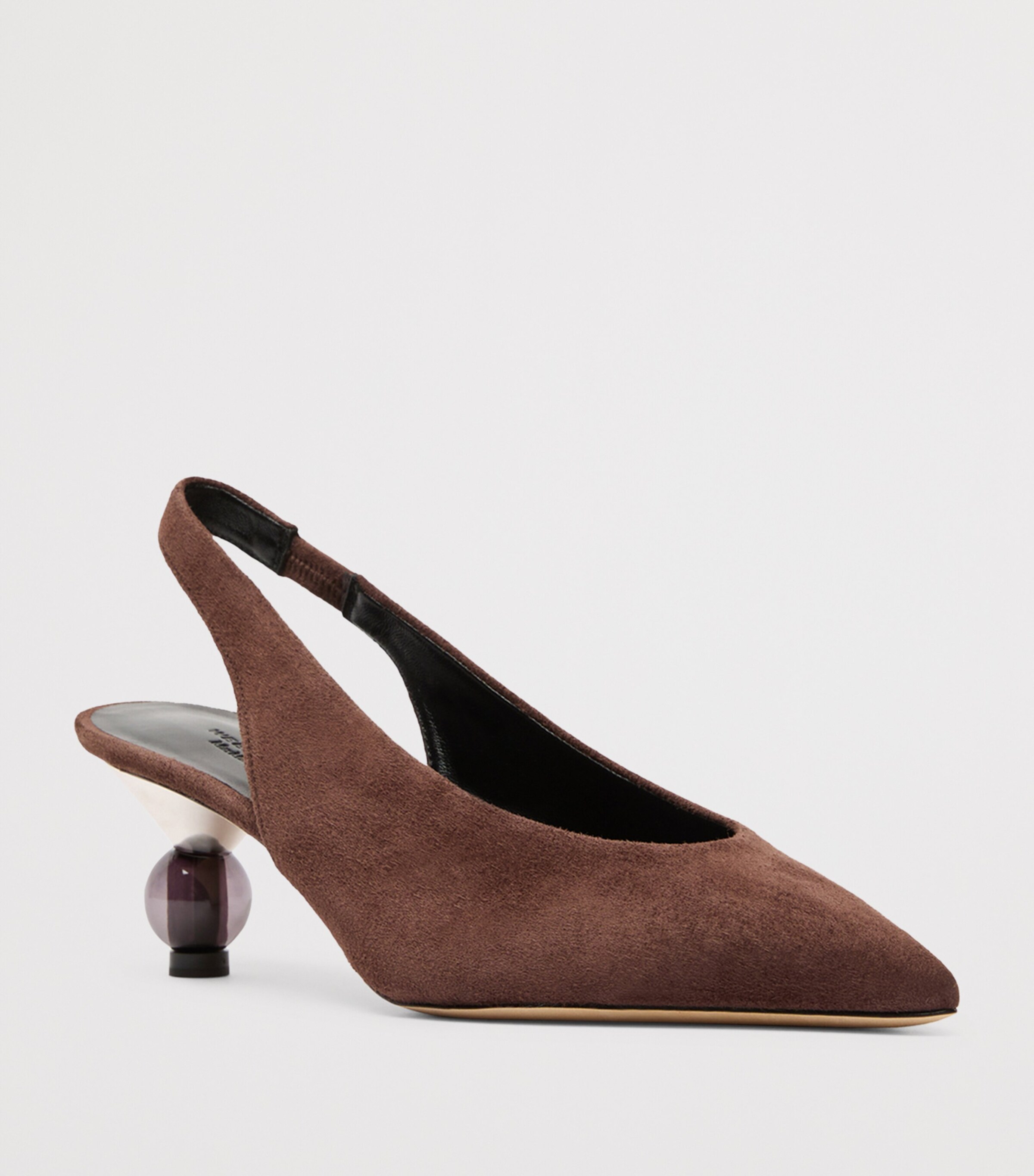 Weekend Max Mara Suede Bauble-Heel Slingback Pumps 55 Chocolate Image 3