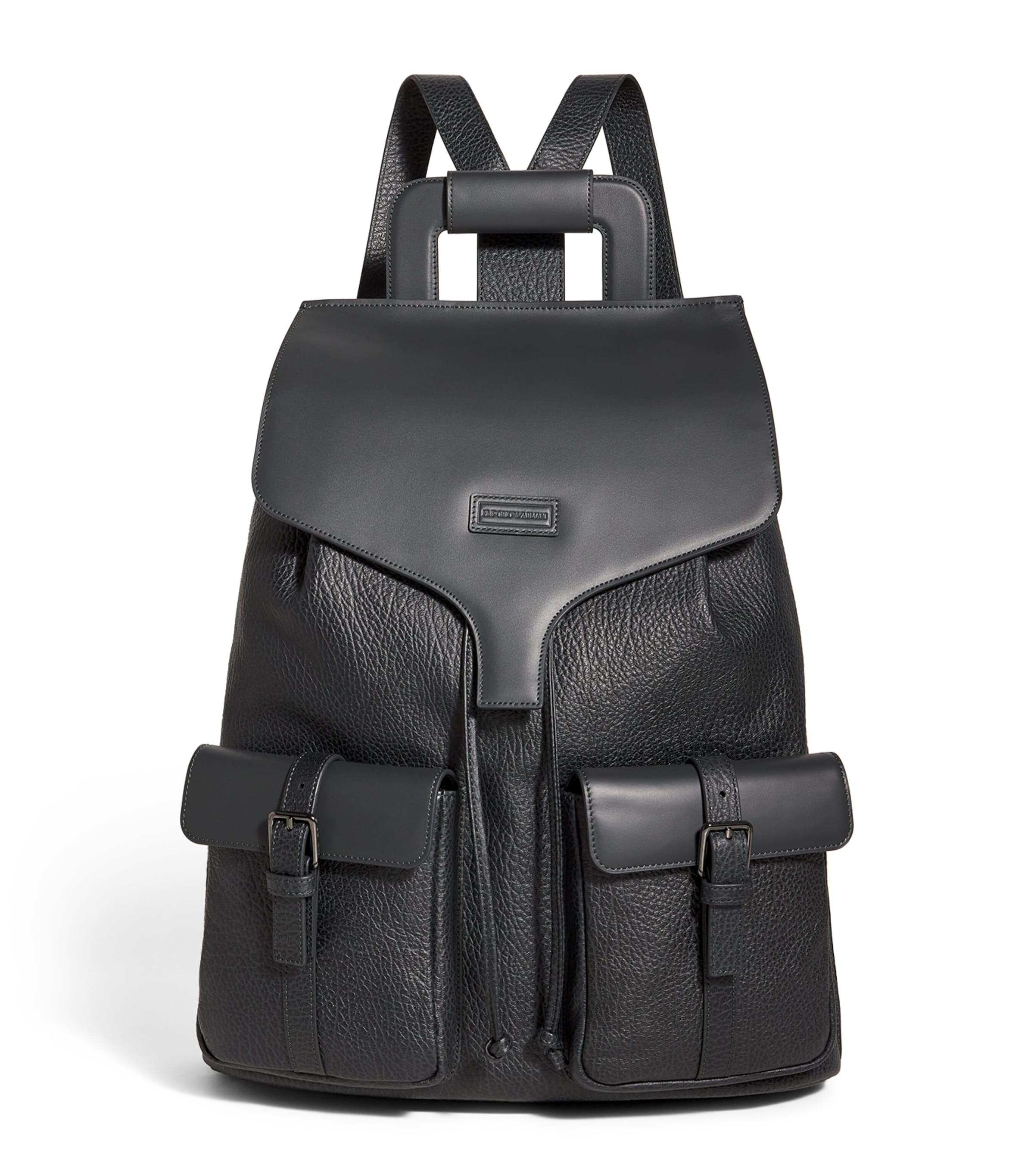 EMPORIO ARMANI LEATHER TWIN-POCKET BACKPACK 