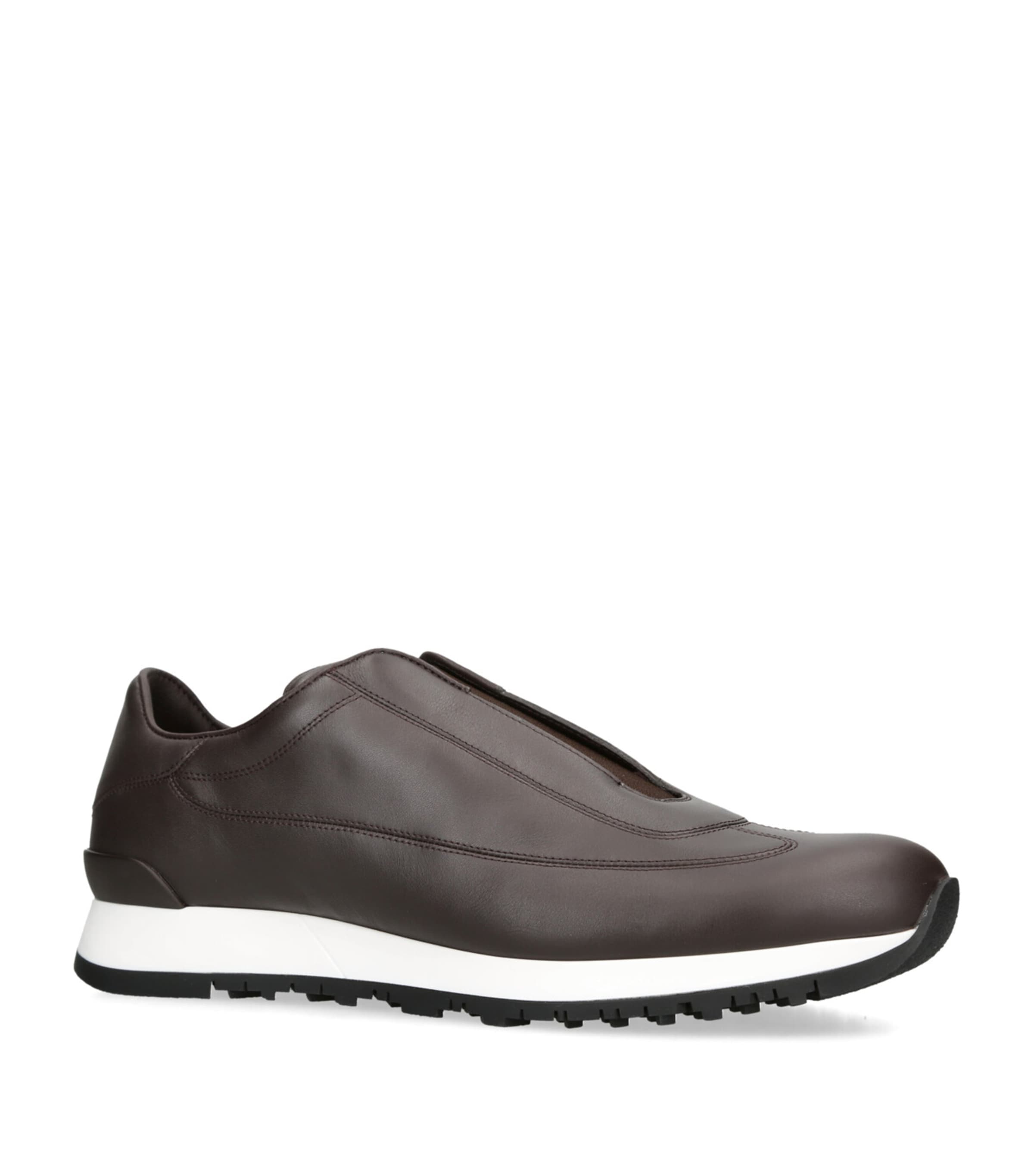 John Lobb Leather Lift Slip-On Sneakers Dark Brown Image 3