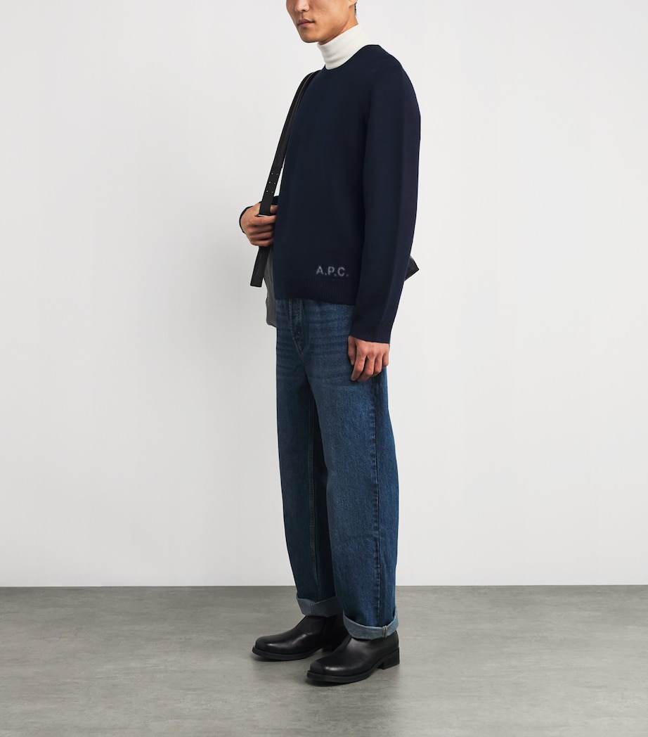Merino Wool Edward Logo Sweater IAK DARK NAVY Image 2