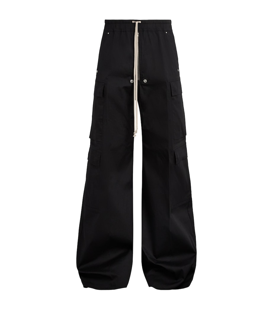 Rick Owens Mens Stretch-Cotton Wide-Leg Cargobelas Trousers Black Image 1