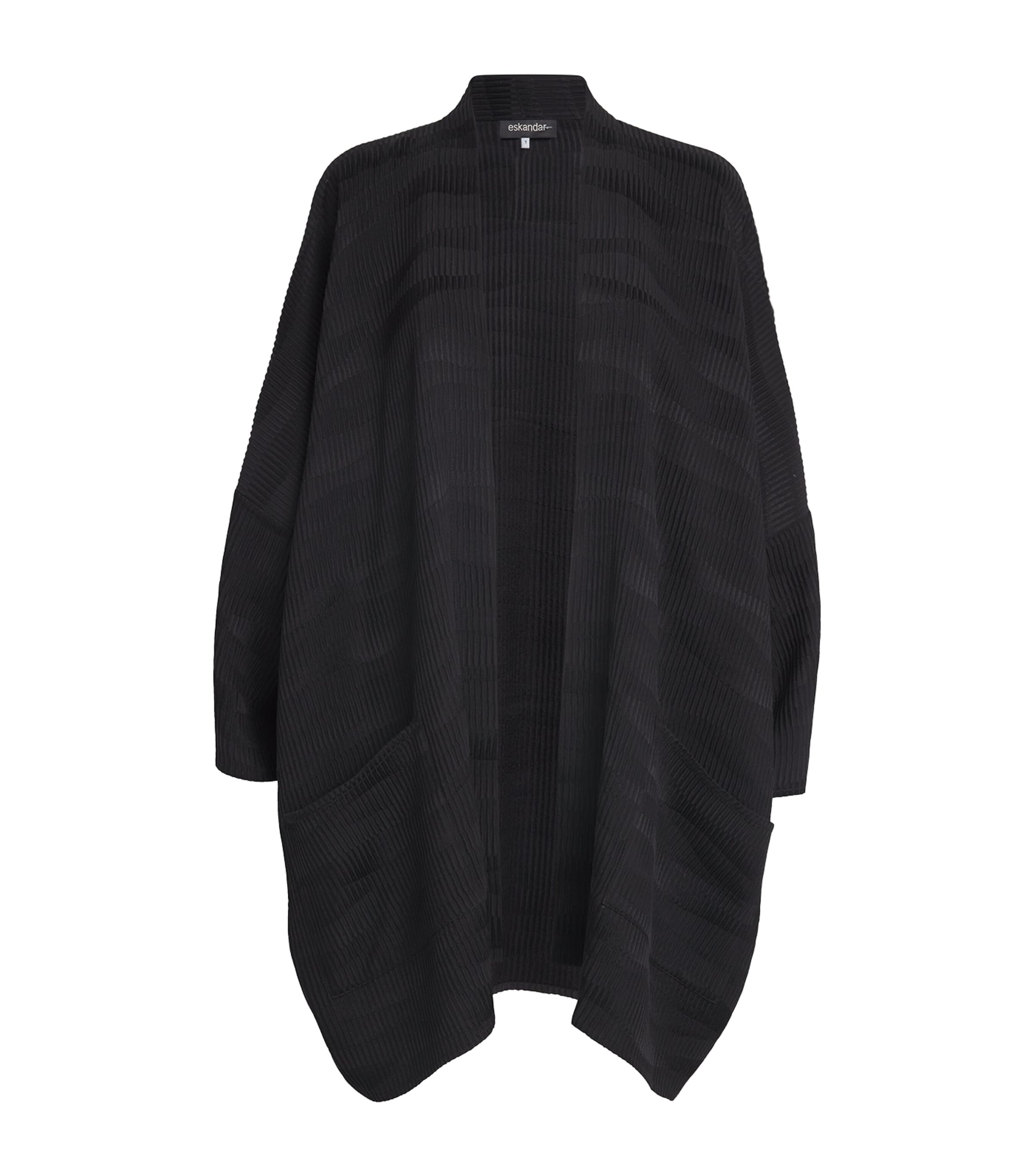 ESKANDAR SILK RIBBED OPEN JACKET