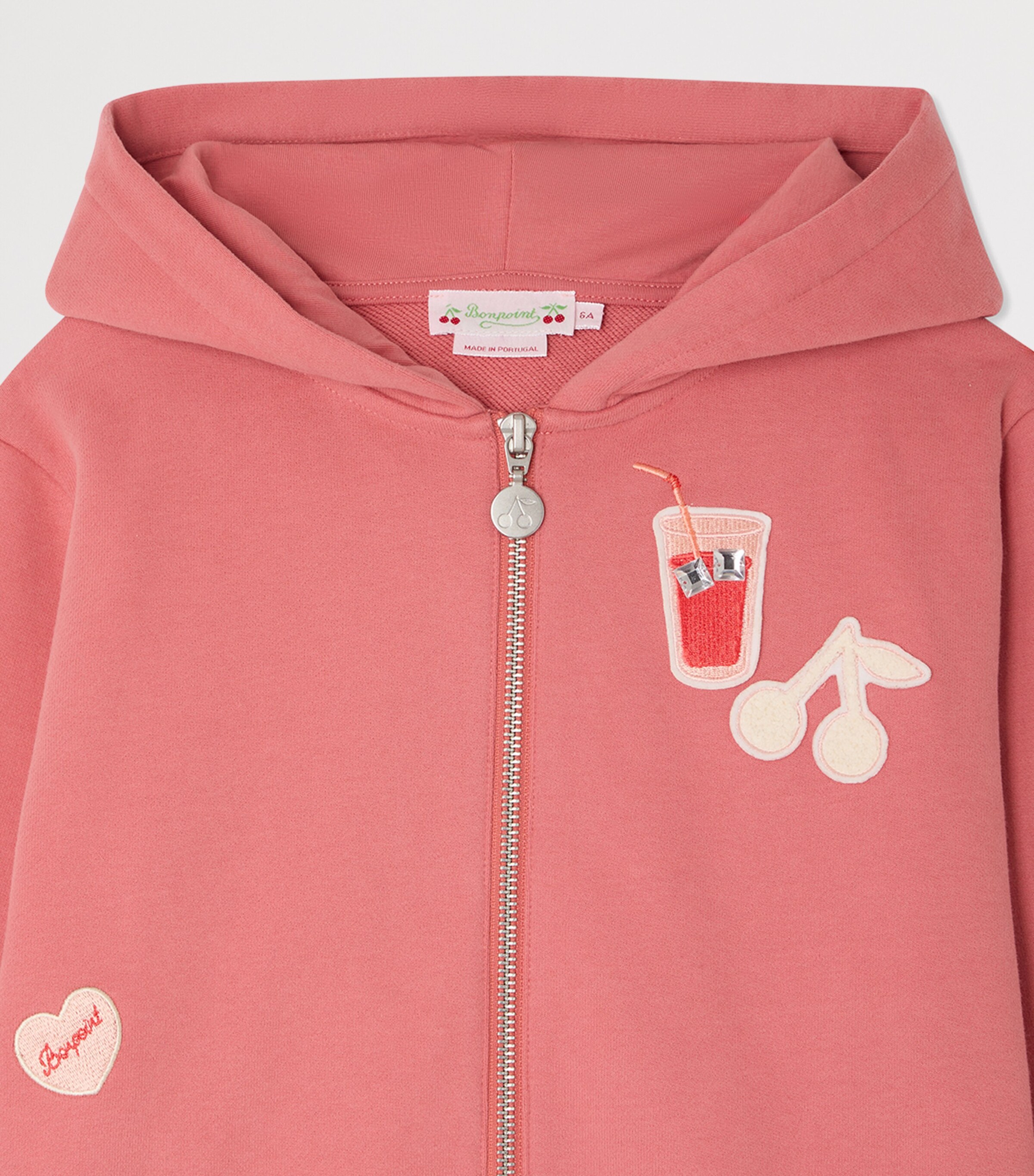 Bonpoint Cotton Embroidered Hoodie (10-14 Years) Upb Framboise Image 3
