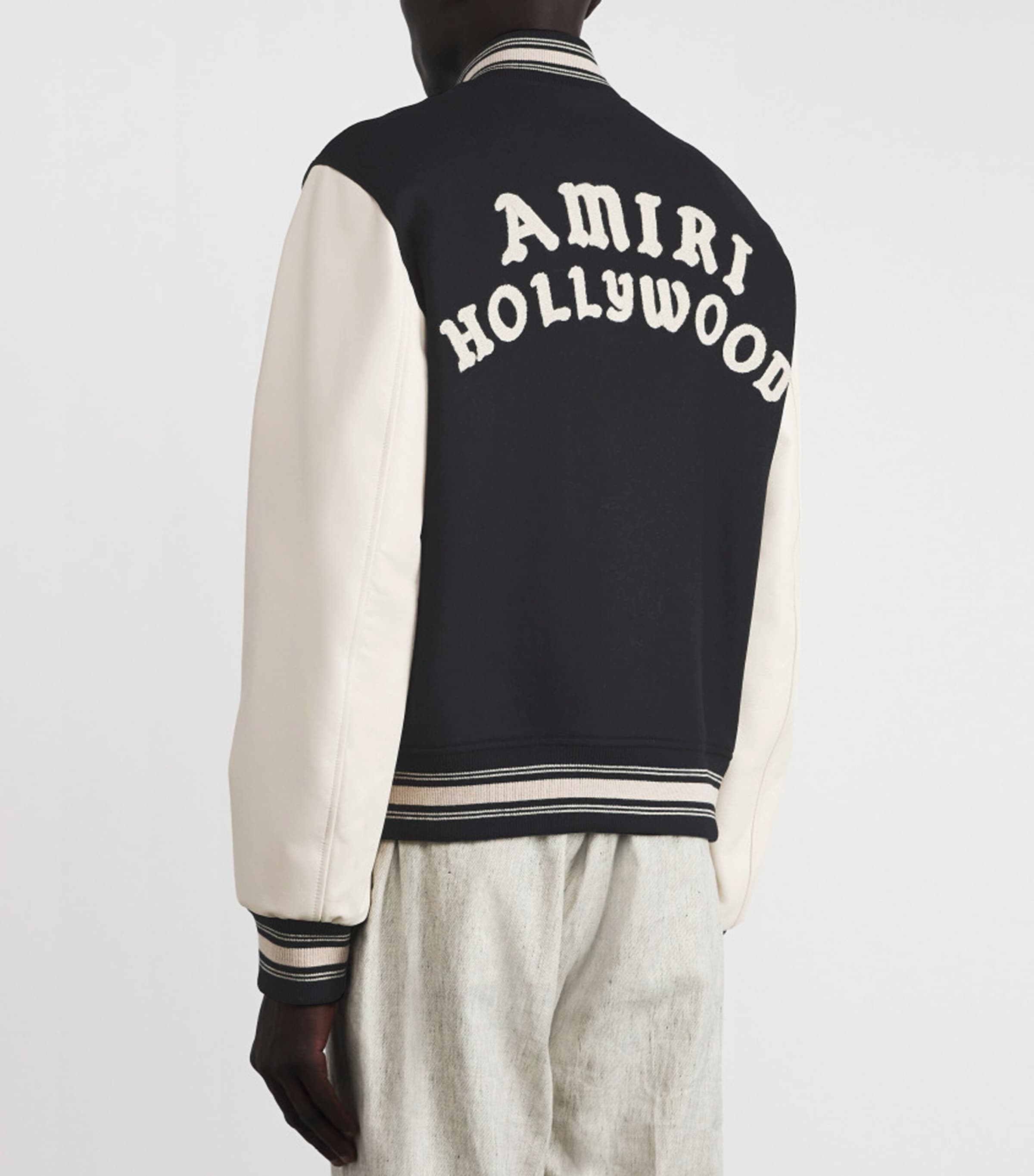 AMIRI Leather-Trim Hollywood Bomber Jacket | Harrods US
