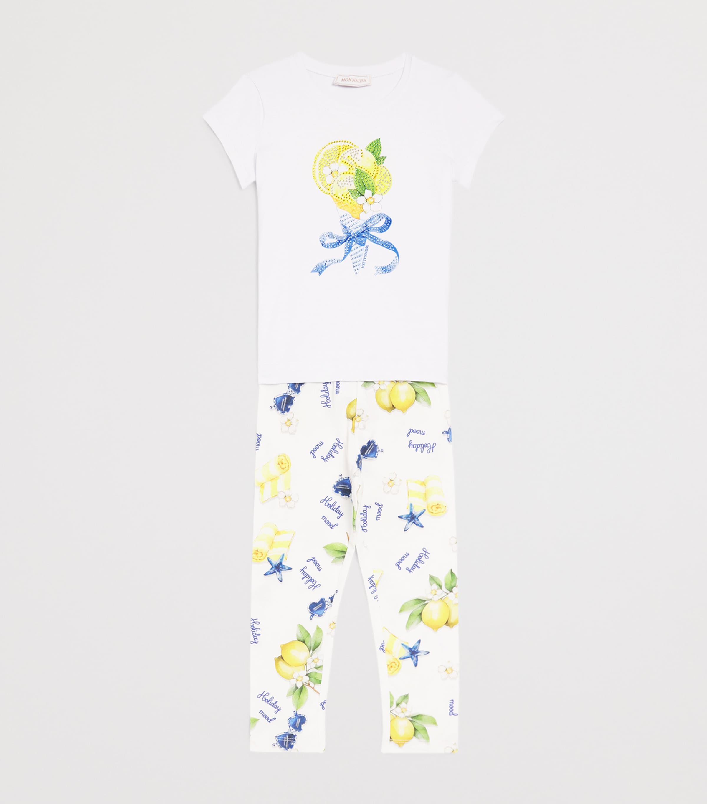 Monnalisa Stretch-Cotton Ice Cream Print T-Shirt (2-12 Years) Optical White Image 3