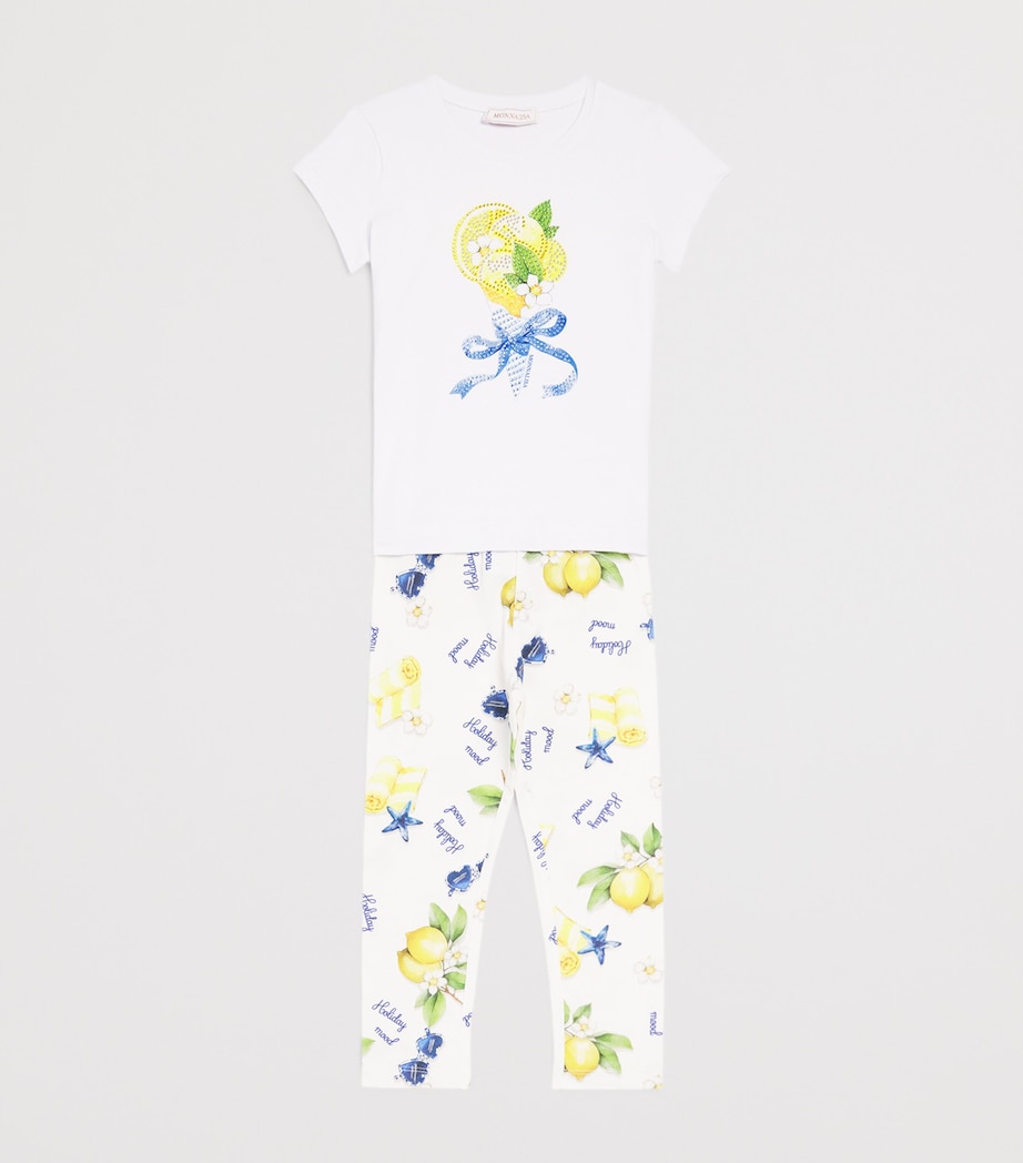 Monnalisa Stretch-Cotton Ice Cream Print T-Shirt (2-12 Years) Optical White Image 3