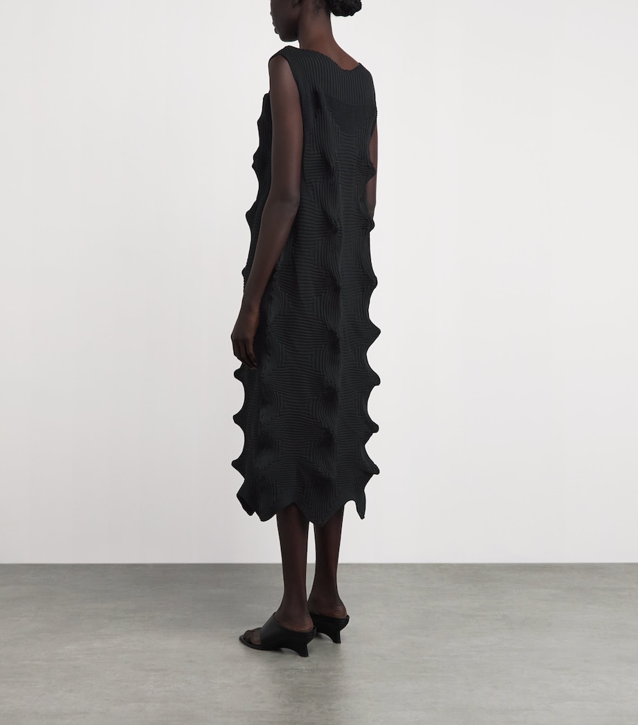 Issey Miyake Womens Knitted Linkage Midi Dress Black Image 4