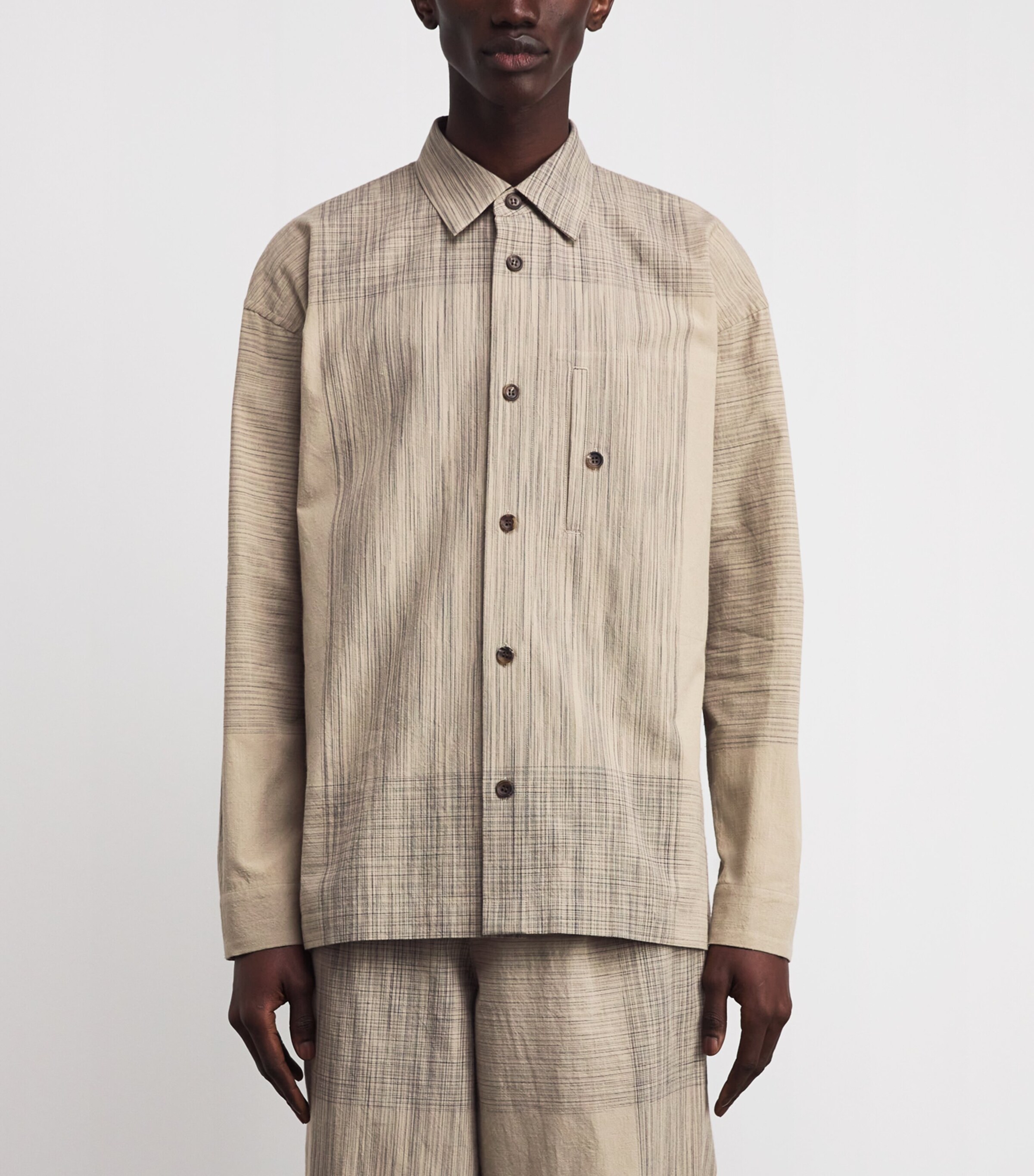 Kasuri Patchwork Shirt 41-BEIGE Image 3