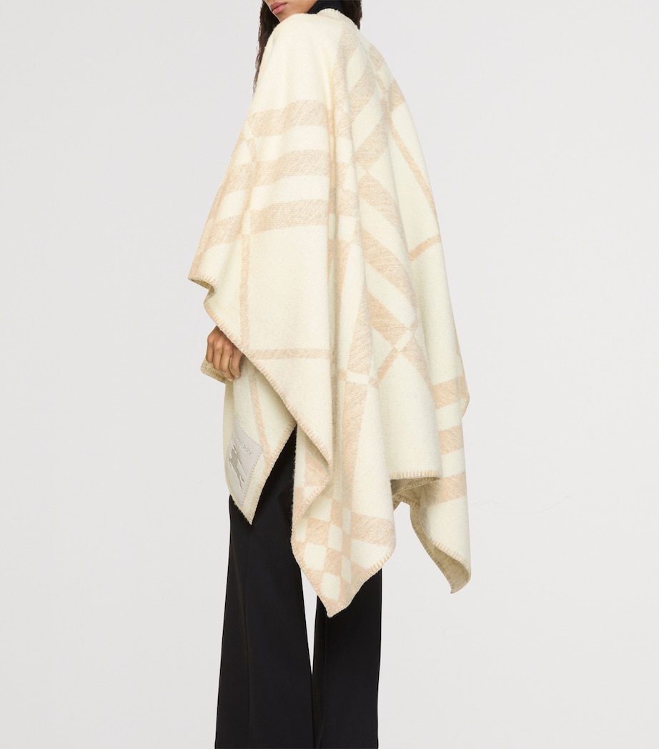 Wool-Cashmere Check Cape CALICO BEIGE Image 3