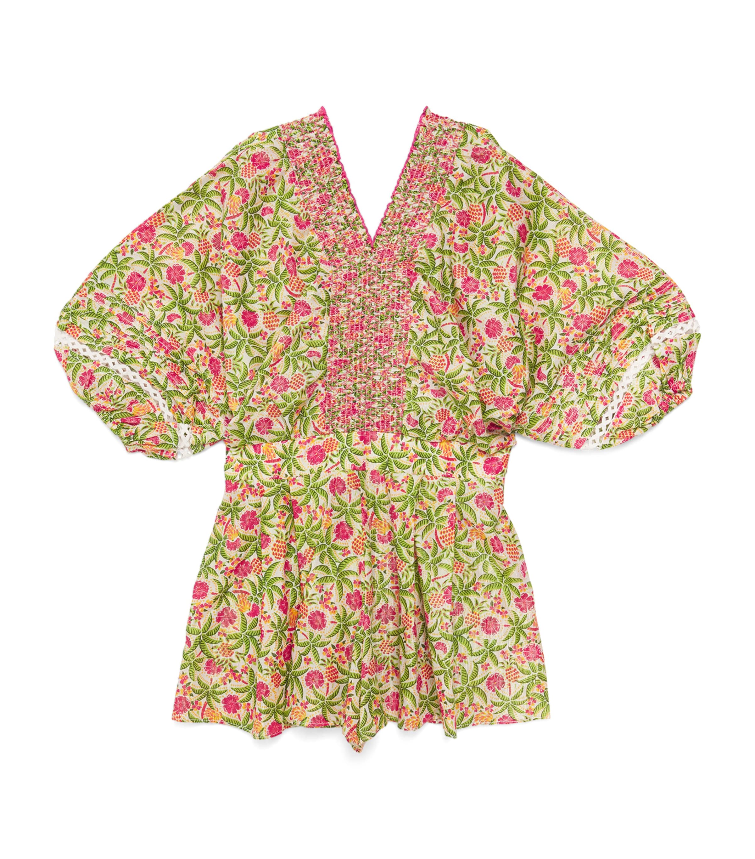 Poupette St Barth Chantal Printed Cotton-blend Romper In Pink