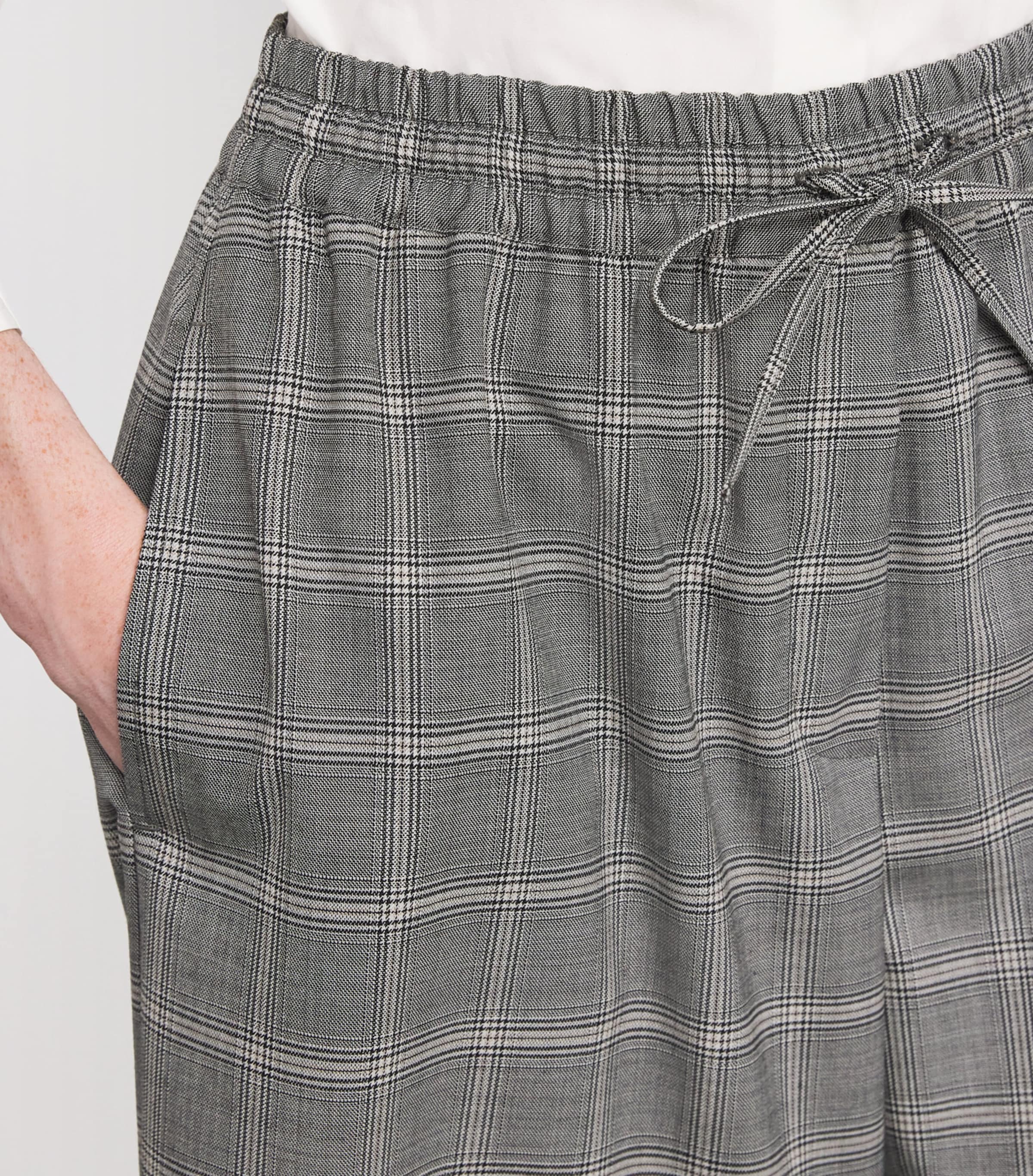 Wool-Blend Check Wide-Leg Trousers MEDIUM GREY Image 6